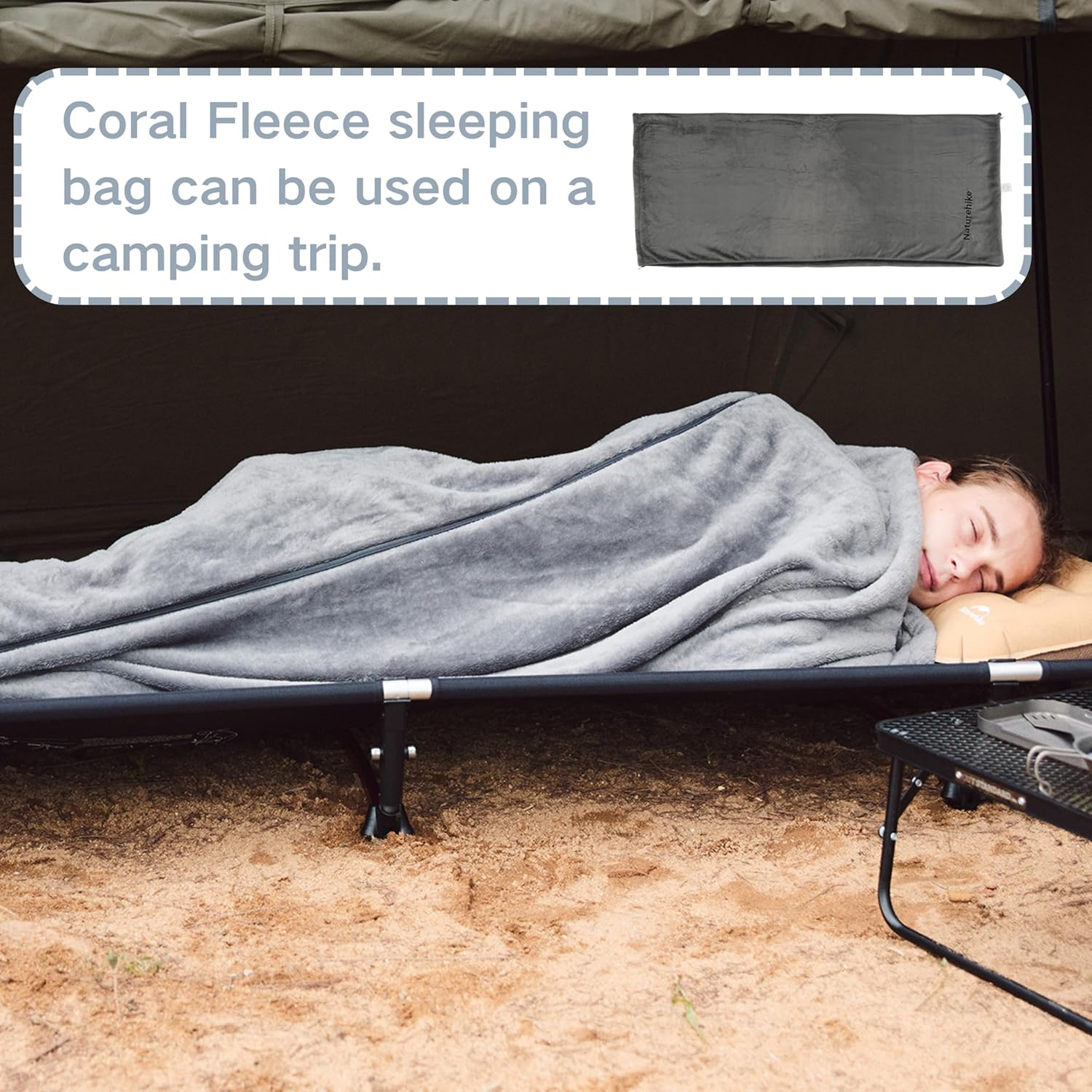 Naturehike Sleeping Bag Liner Cold Weather, for Camping, 2Lb/920G Lightweight Sleeping Sack for Outdoor Indoor, Sleeping Bag Blanket, Coral Fleece, Machine Washable image number 2