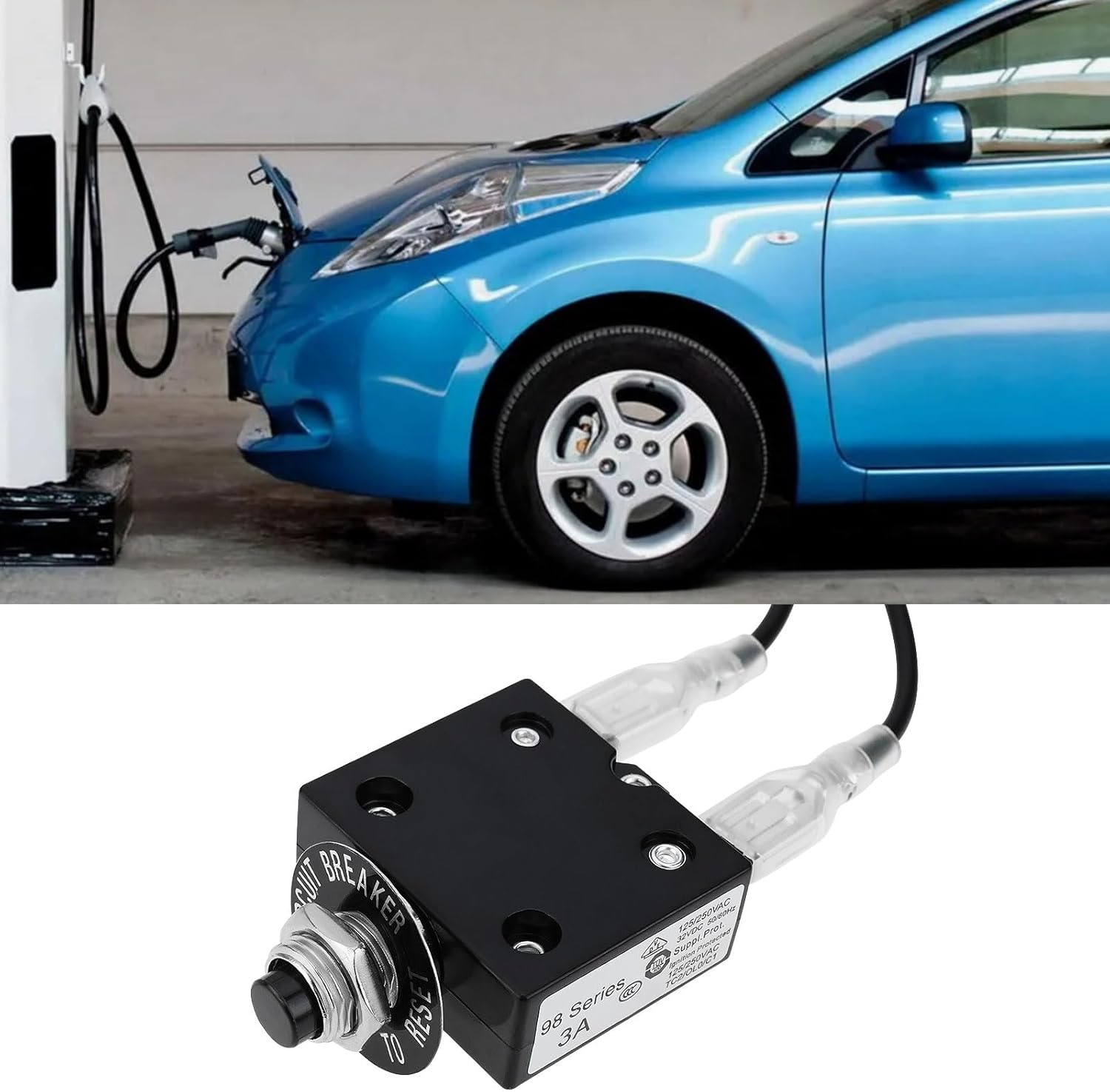 Emagtech 1Pc Push Button Circuit Breaker Current Overload Protector with Wire 32V 18AWG for Electrical Appliances Small Generators Air Compressors 60Cm(3A) image number 3