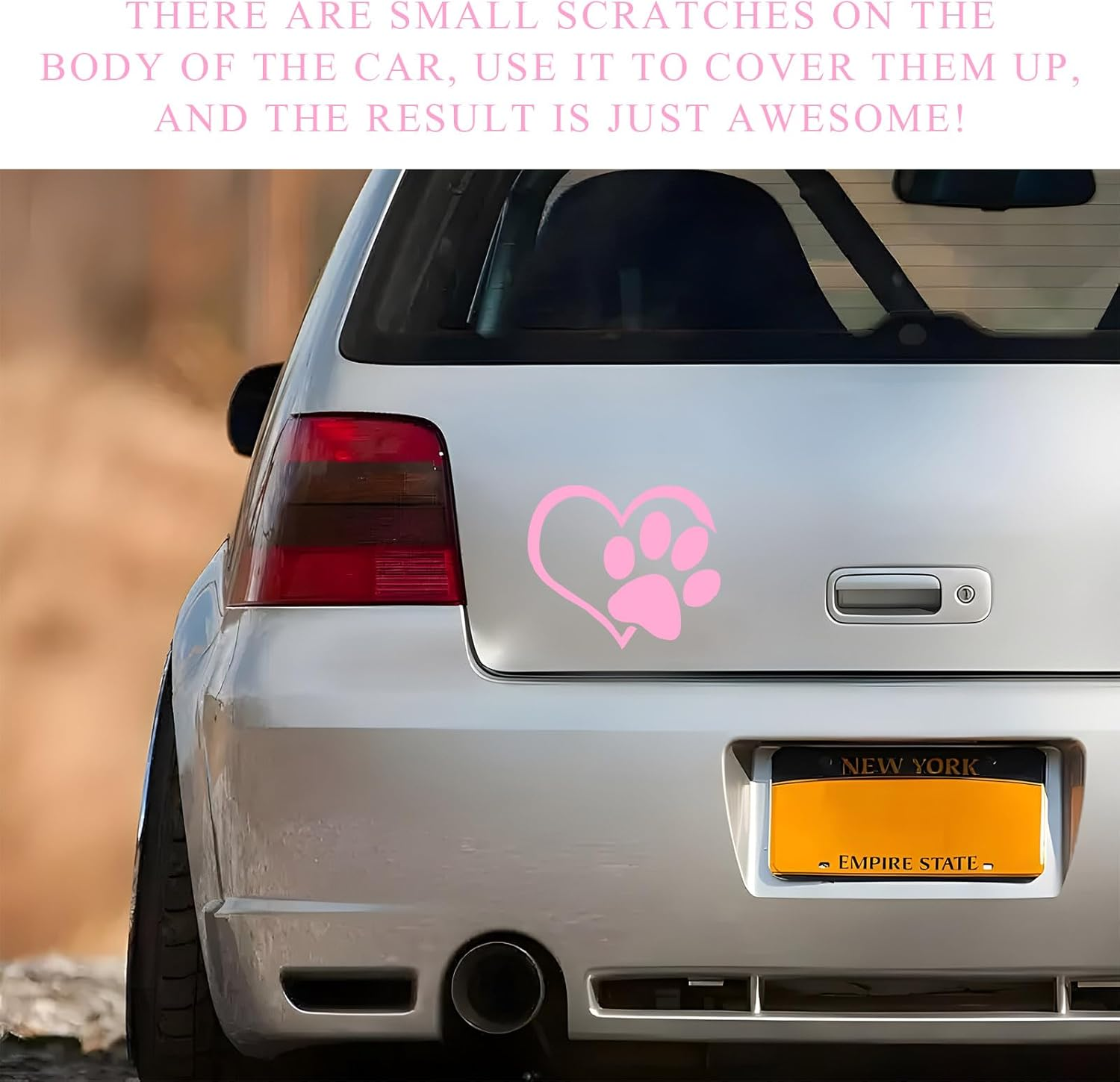 Pet Dog Paw Print Sticker, Love Heart Dog Paw Stamped Automotive Window Decor Decal, Cute Paw Stickers for Vehicles Windows Walls Laptop Luggage, Exterior Car Accessories (Pink) - Pink image number 4