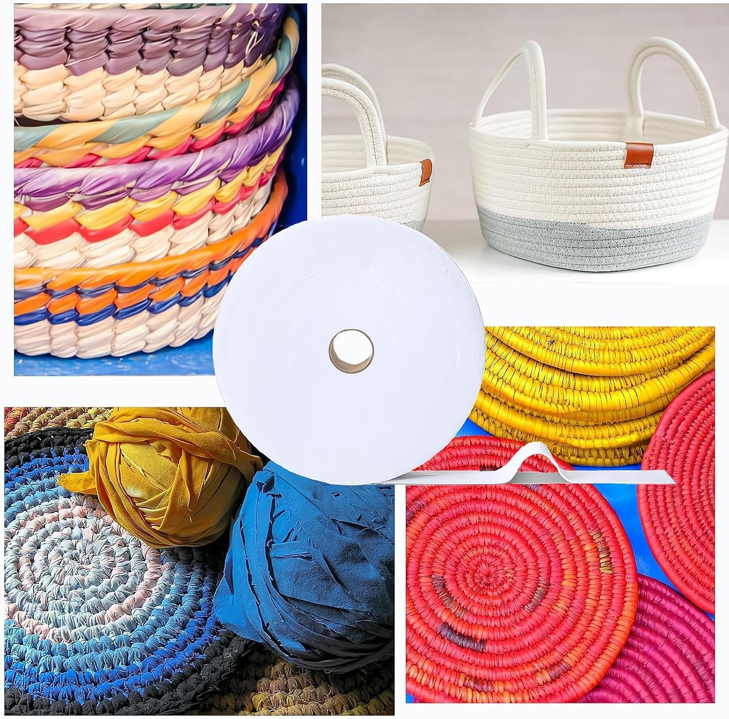 2 Roll 2 1/2 Inch Total 100 Yards Cotton Blend Fleece Batting Roll for Jelly Roll Rugs - Perfect for Throw, Braided Rugs image number 3