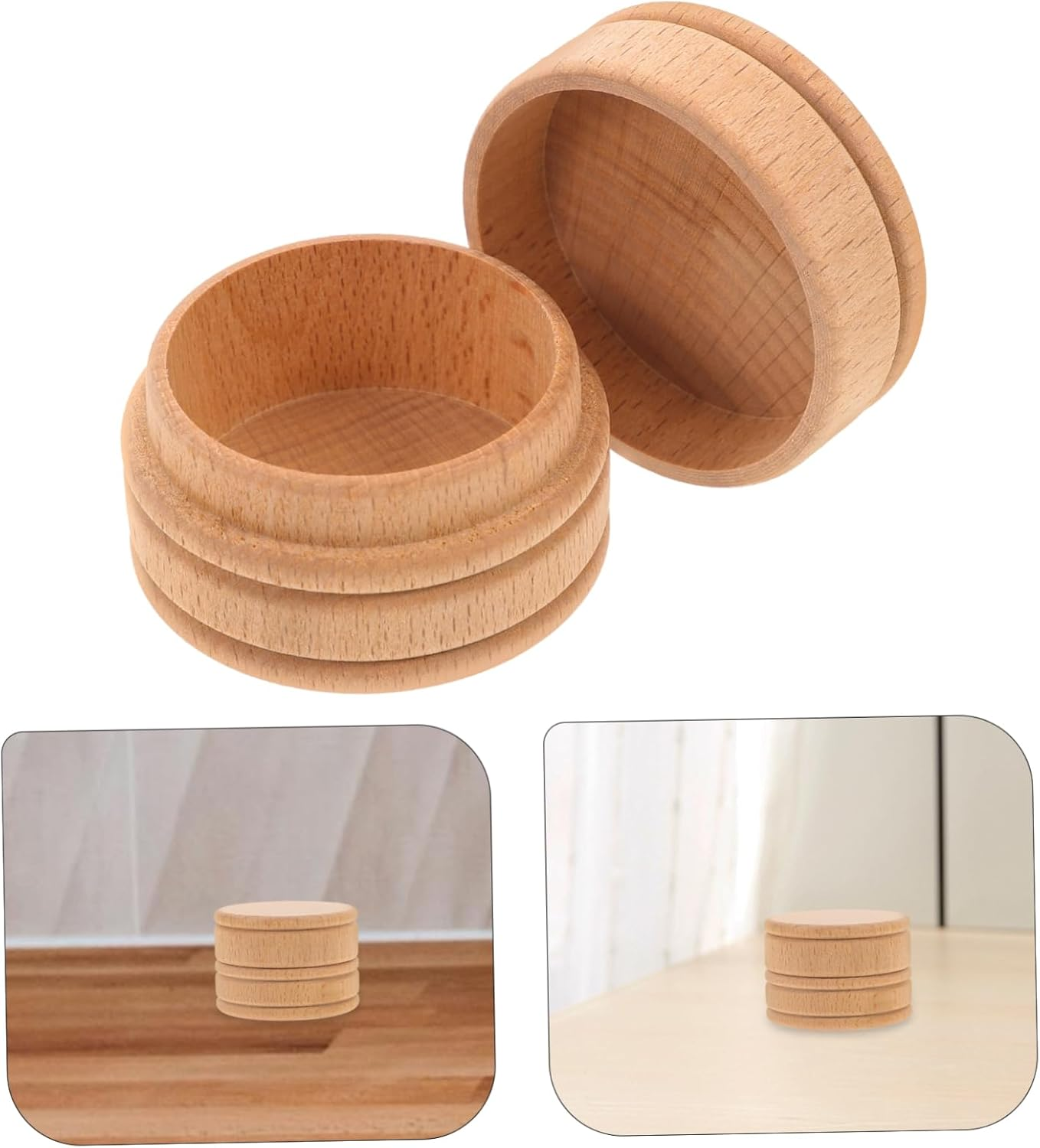 SOLUSTRE 2Pcs Tooth Collection Box Wooden Keepsake Organizer for First Lost Tooth for Newborn Memories Diameter Height image number 4