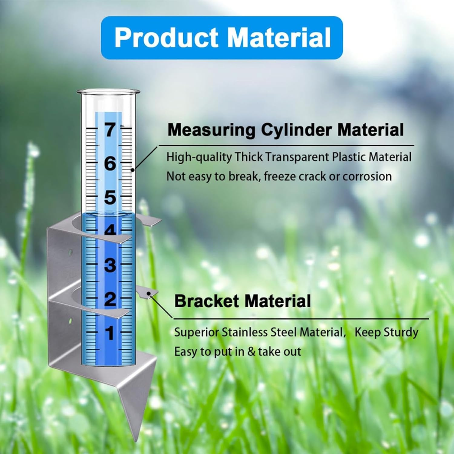 Digital Rain Gauge, Wireless Rain Gauge with Stake, Rain Water Catcher, Snow Gauge for Lawns, Reusable Garden Rain Gauge, Patio Rainfall Measurement Tool, Lawn Rain and Snow Gauge image number 2