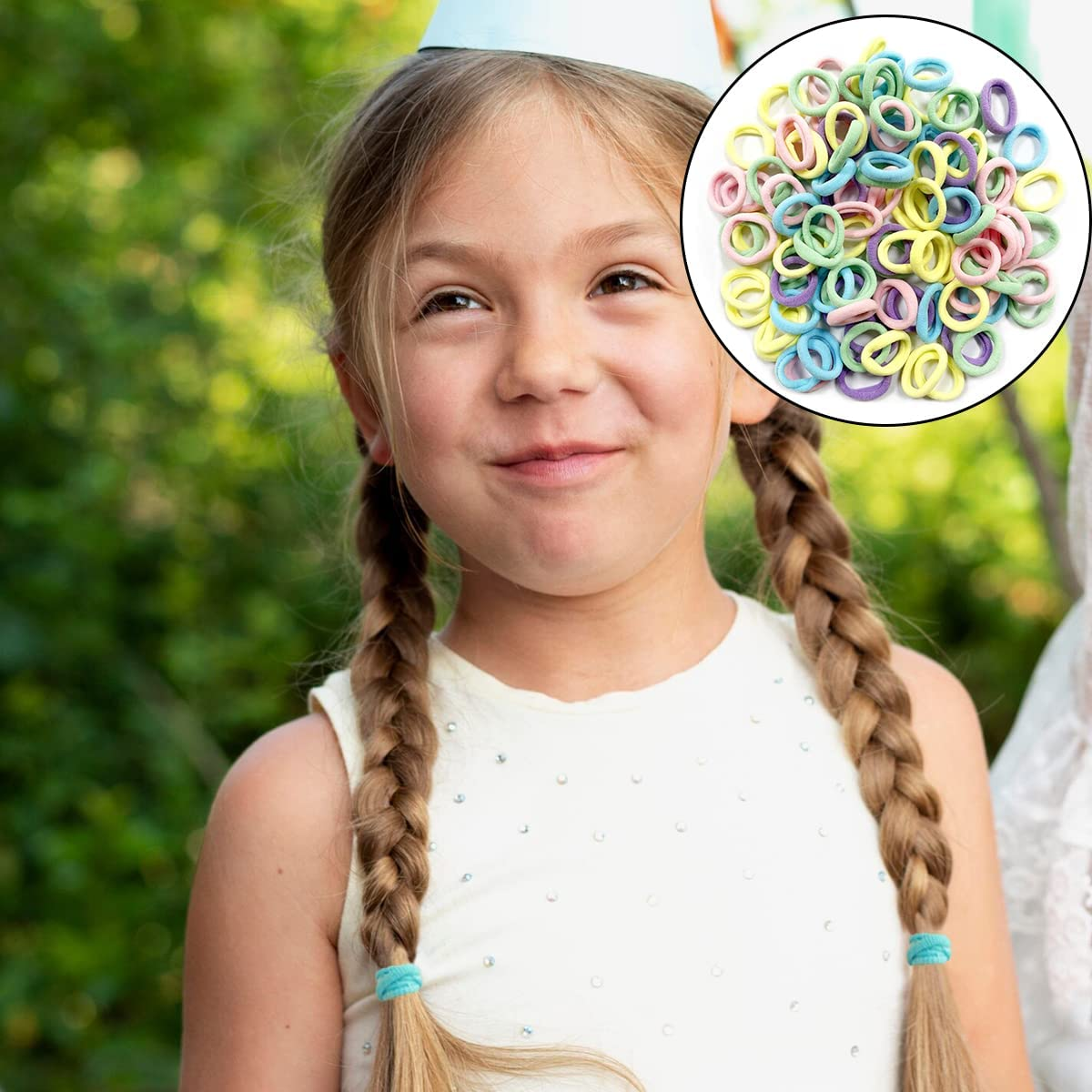 Color Hair Ties, 100 PCS Toddlers Girls Elastics Hair Bands for Girls Hair, Hair Accessories image number 2