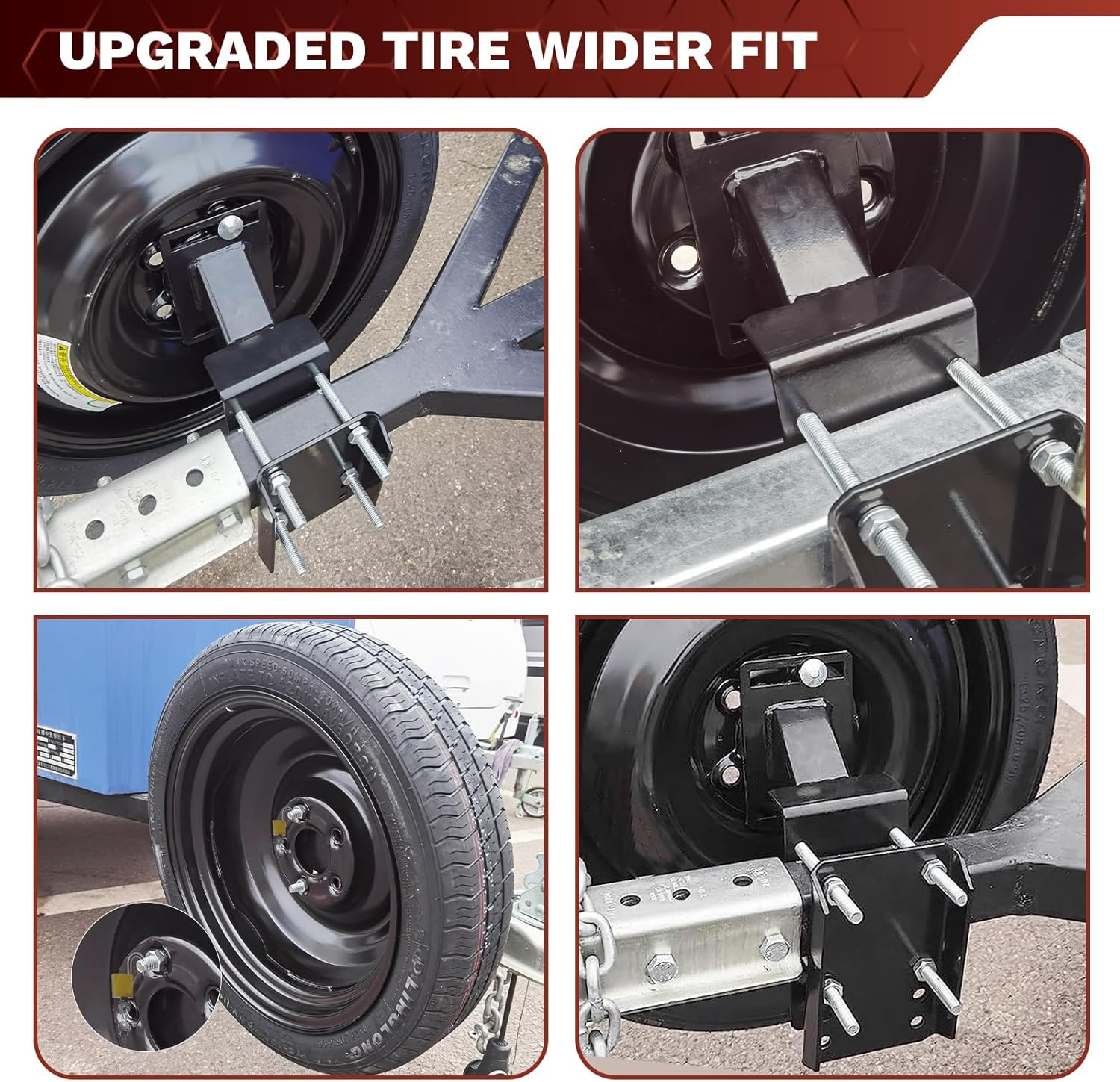Lockable Spare Tire Carrier, Spare Tire Bracket for Utility Trailer, Powder Coat Steel Black Boat Trailer Tire Mount Fits Most Lugs Wheels, Easy to Install image number 5