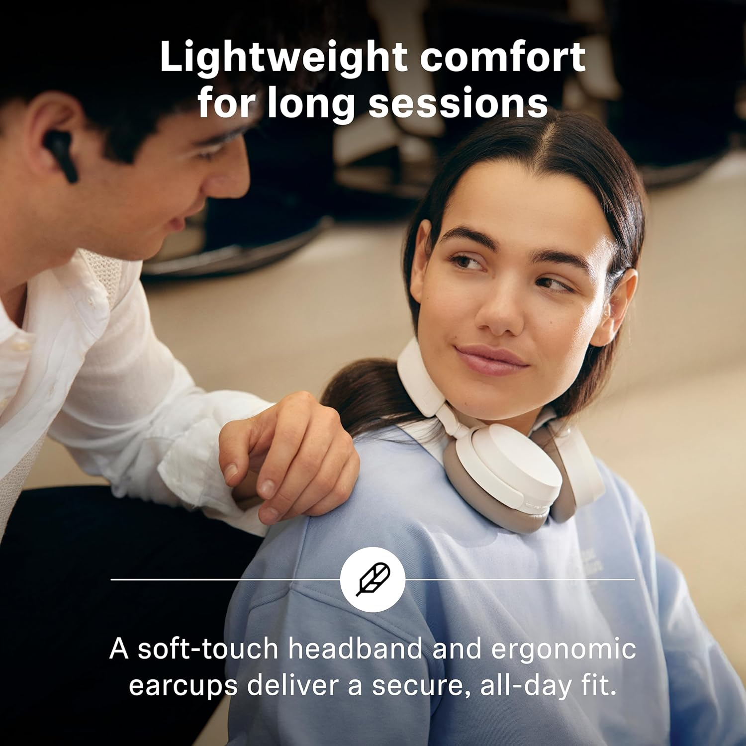 Sennheiser ACCENTUM Wireless Bluetooth Headphones - 50-Hour Battery Life, Audio, Hybrid Noise Cancelling (ANC), All-Day Comfort and Clear Voice Pick-Up for Calls, White image number 3