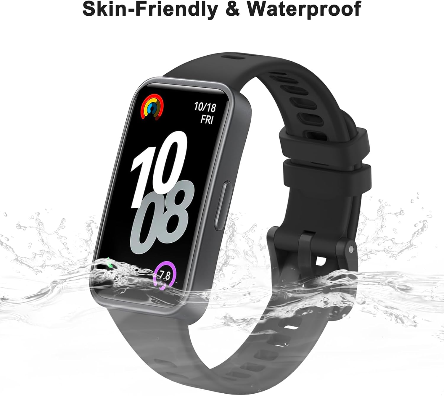 Silicone Bands for Huawei Band 10 Strap/Huawei Band 9/8 Strap Women Men, Soft Comfortable Adjustable Replacement Sport Wristband