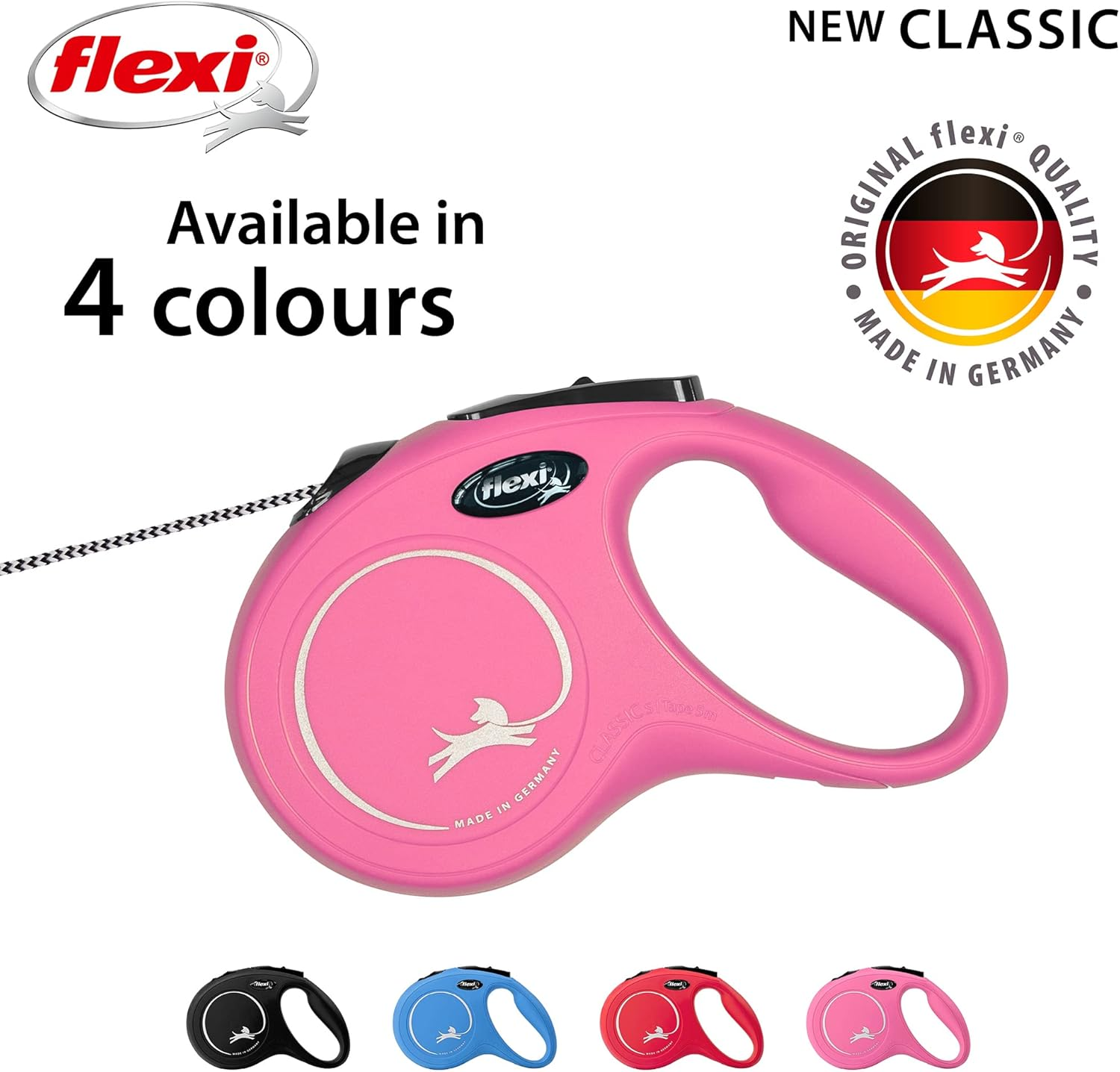 Flexi New Classic Cord Pink Small 5M Retractable Dog Leash/Lead for Dogs up to 12Kgs/26Lbs image number 6