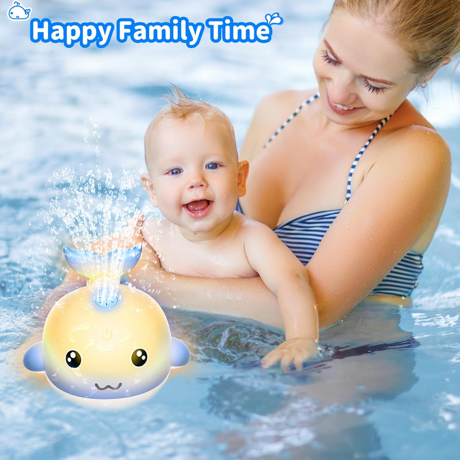 Upgraded Rechargeable Kids Bath Toy with Easy Charging, LED Light up Whale Bath Toy Sprinkler Bathtub Pool Water Fountain Toy image number 1