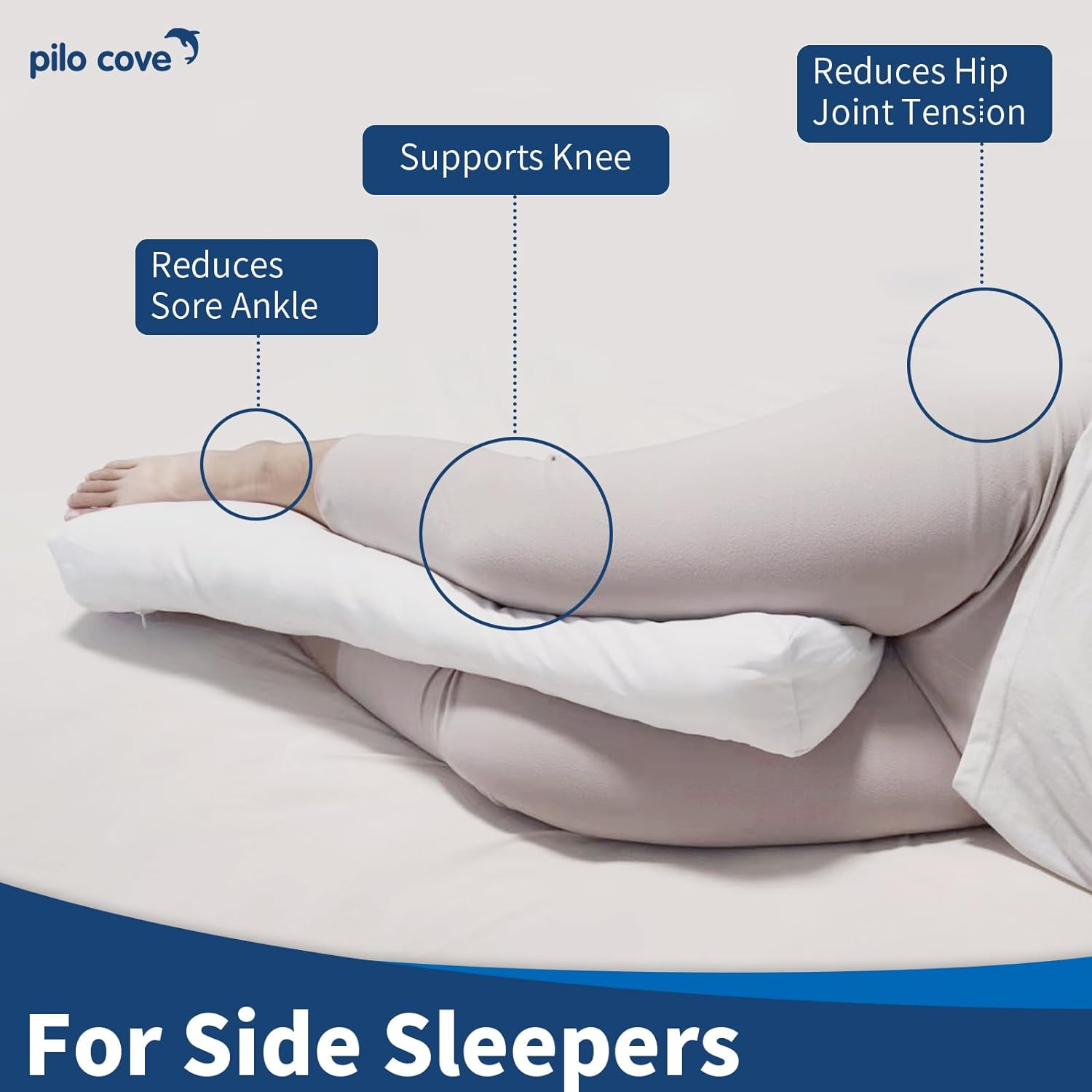 Knee Pillow for Side Sleepers, Leg Pillow for Sleeping, under Knee Pillow for Spine Alignment, Lower Back Pain Relief, Hip and Sciatica Pain, Supportive Pillow