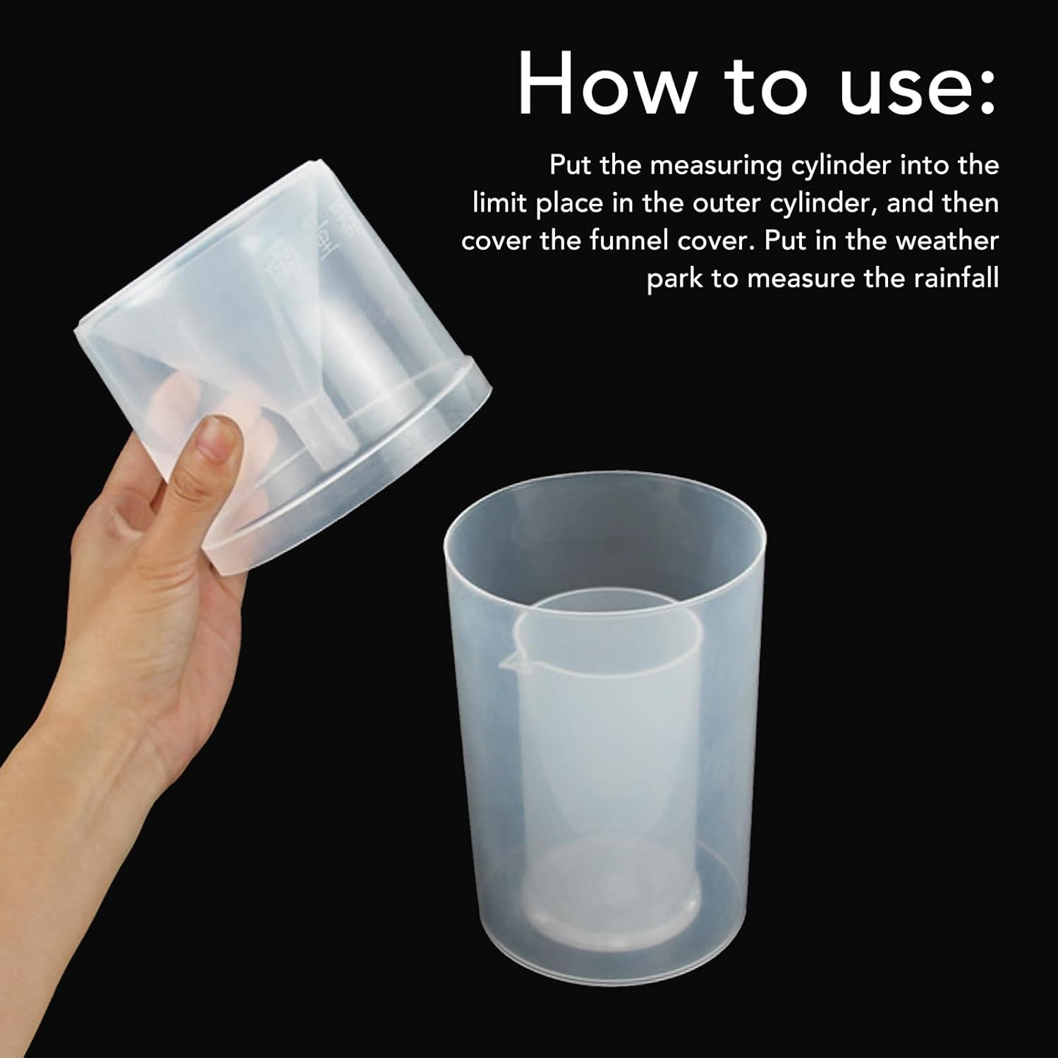 Rain Gauge Cylinder, for Science Teaching Instrument, Professional Accurate Scale Measurement, Transparent Plastic, 400Ml Capacity image number 3