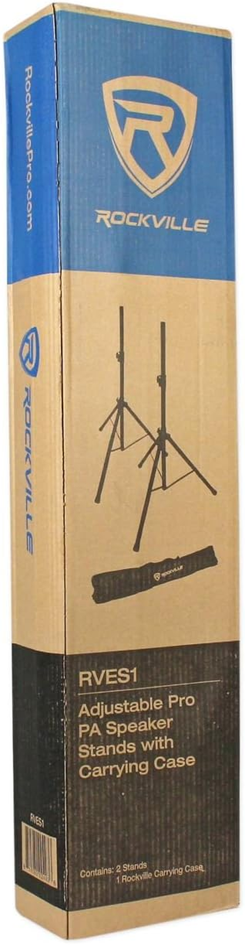 Pair Rockville RVES1 Adjustable Tripod DJ PA Speaker Stands+Carry Bag/Universal