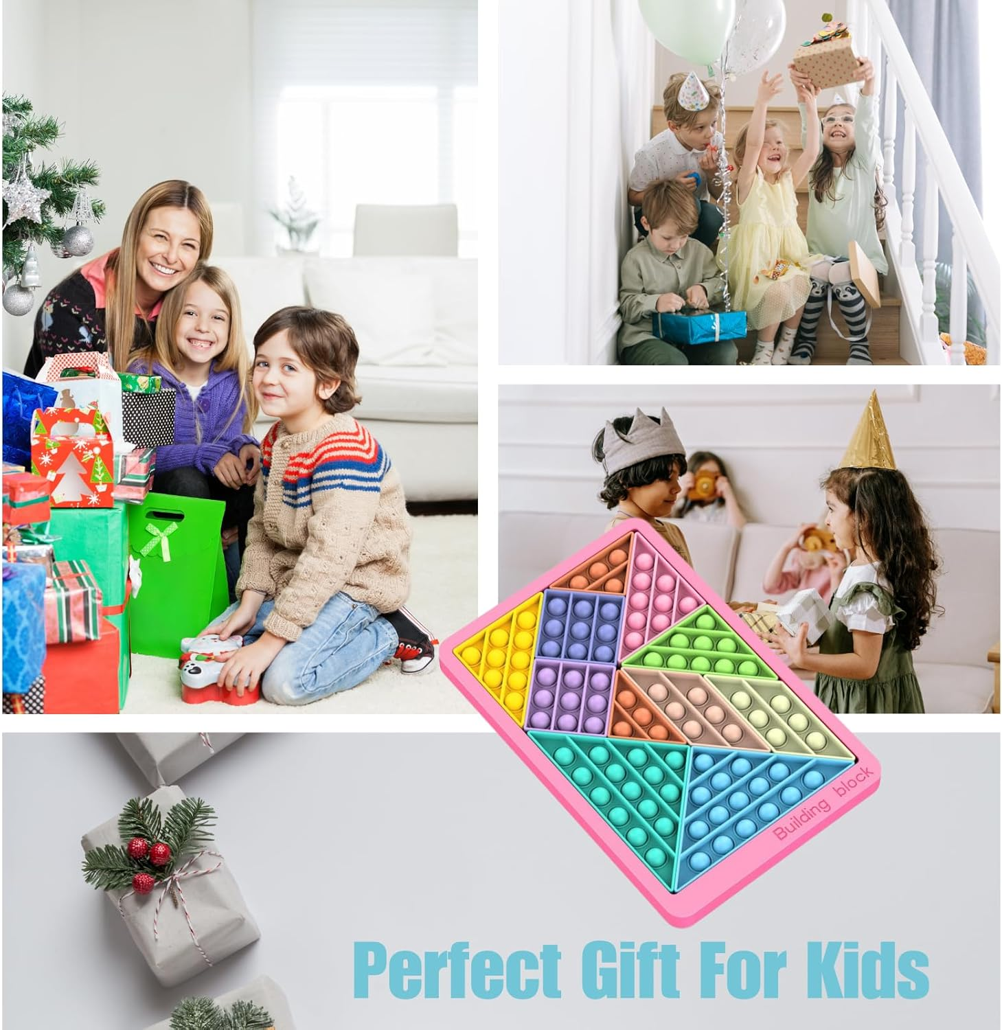 Pop Fidget Toys, 12Pc Puzzle Game Popit Sensory Toys for Learning, Pop It Board Fidget Games ,Focus Tools and Stress Relief Tetris Games for Girls Boys Kids Fridents image number 4