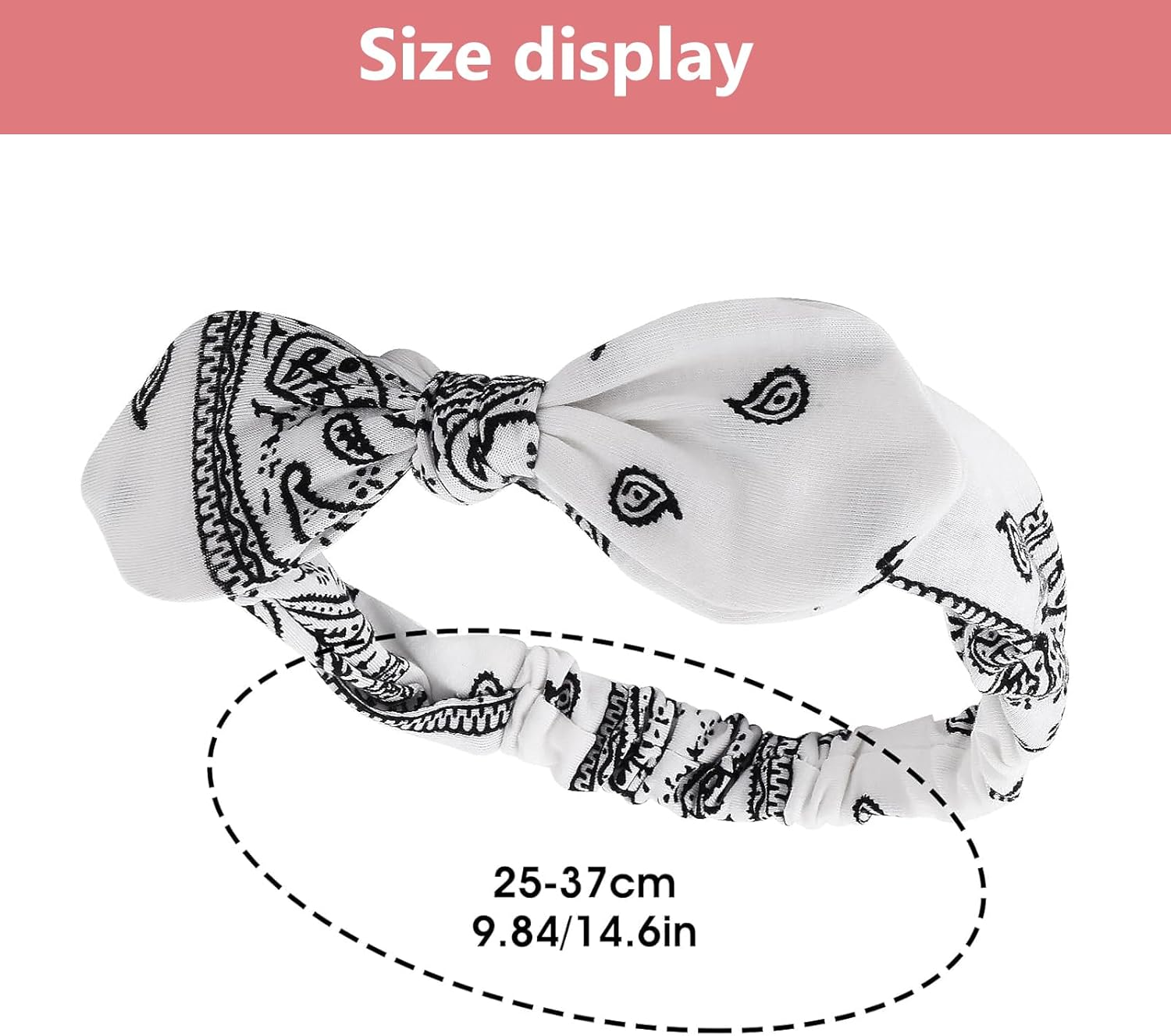 Culinavog Pack of 3 Boho Hair Bands, Women'S Retro Polka Dot Print Headbands, Paisley Print Headband, Boho Bow Bandana, Adjustable Headwrap for Everyday, Sports, Yoga (Red + Black + White) image number 3