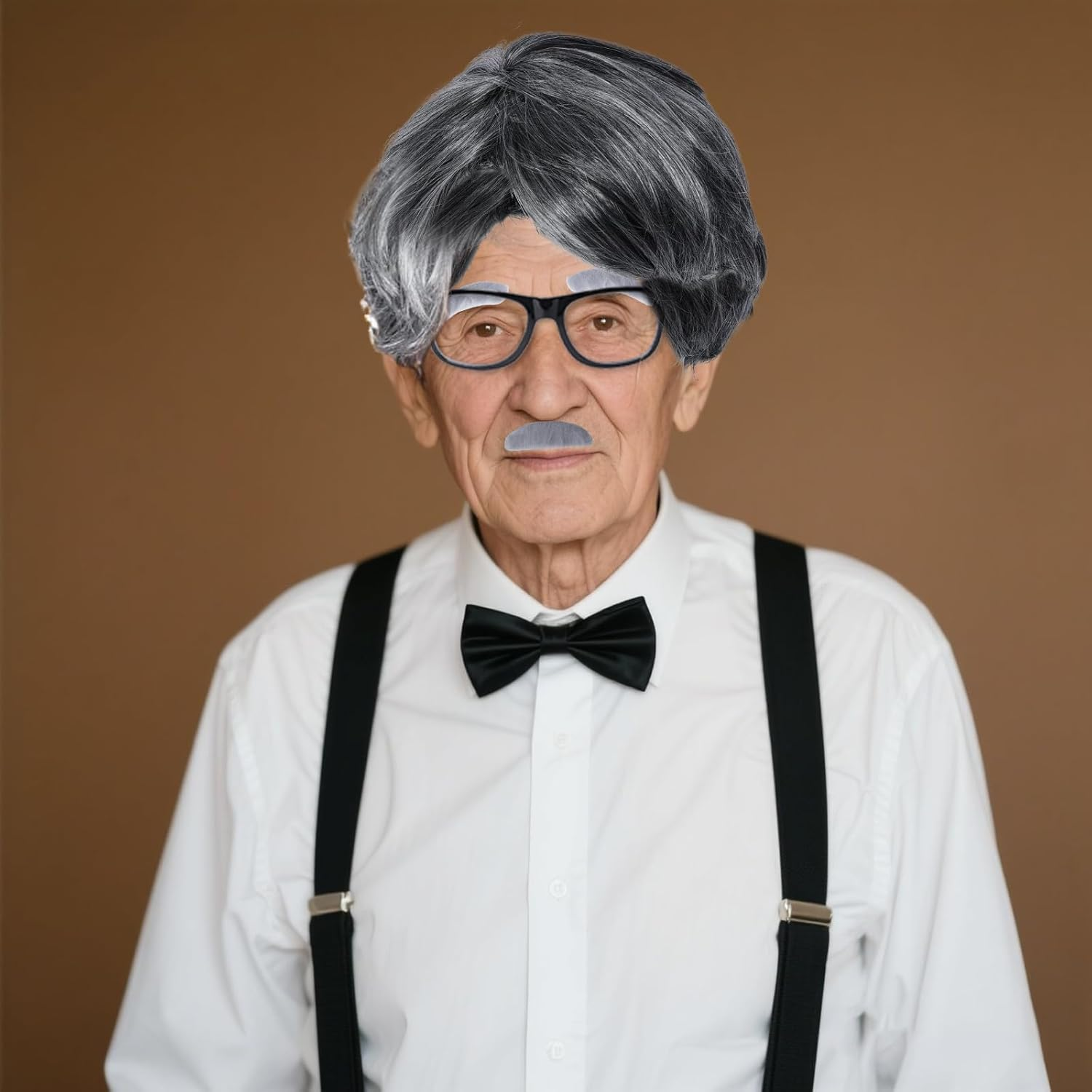 Old Man Costume Wig for Kids 100 Days of School Costume Boys Dress up Accessories Grandpa Costume Cosplay Old People Costume Set for Adults Men Halloween image number 6