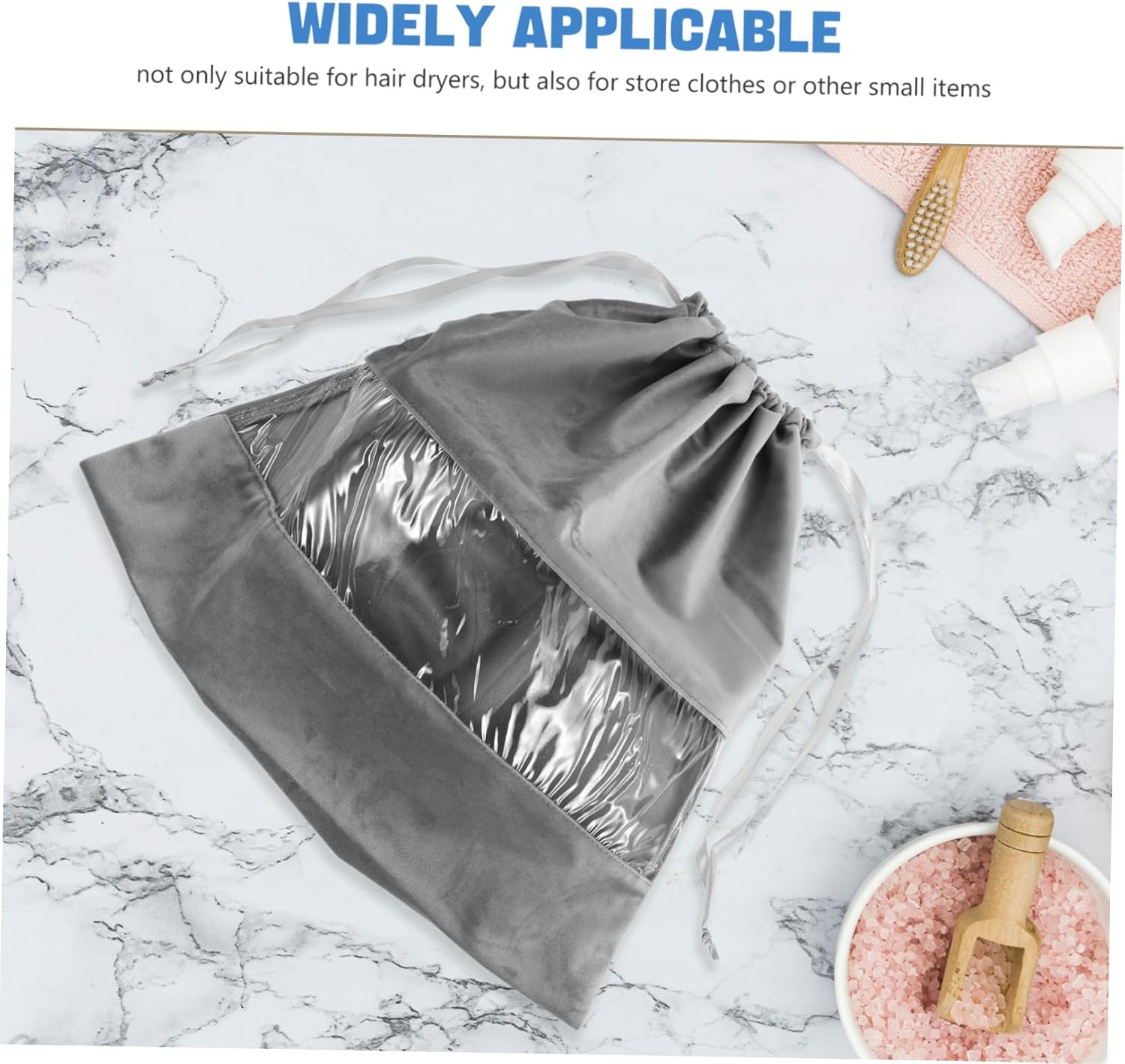 KAILIKETIY Travel Hair Dryer Bag with Drawstring Transparent Dustproof Pouch for Dryer and Accessories Lightweight Storage Bag for Clothes Makeup and Small Essentials Portable Organizer For image number 4