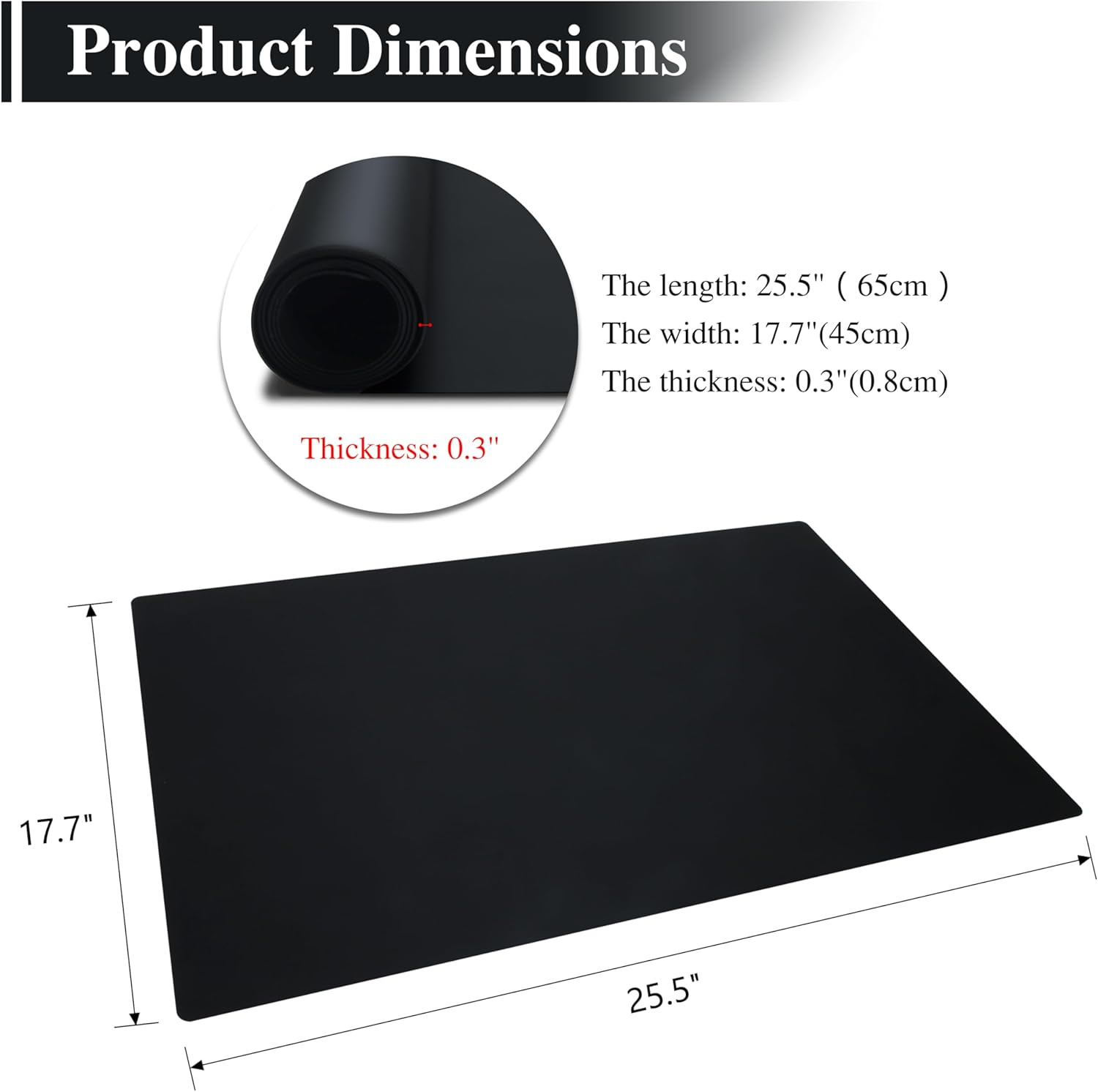Large Silicone Mats, 2Pcs 65 X 45Cm Black Silicone Craft Mat, Silicone Mats for Kitchen Counter, Paiting, Jewelry,Heat Resistant