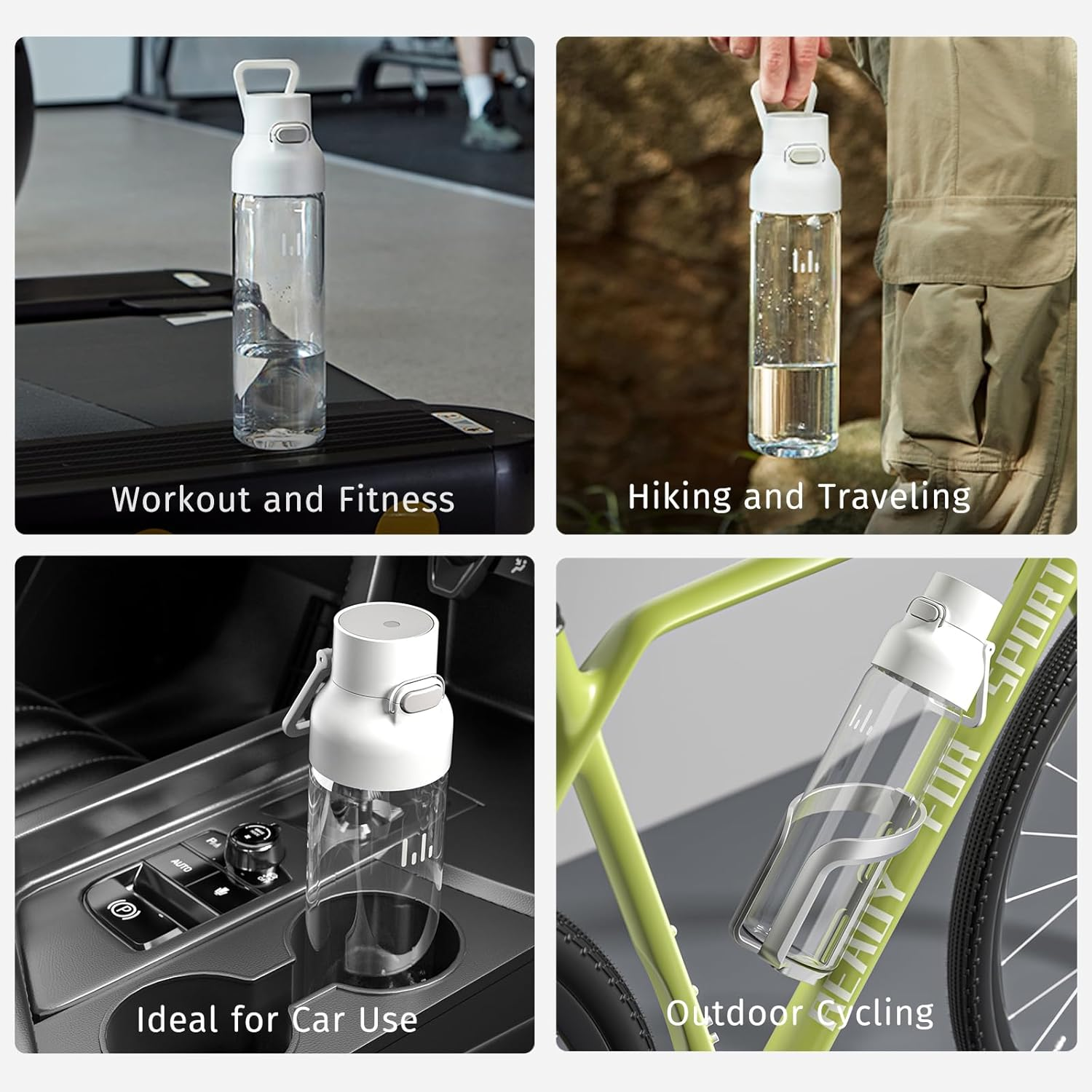 Live Levore 750Ml Leak Proof Water Bottle with Flip Top Lid, Bpa-Free USA Tritan Fitness Gym Sports Bottle, Dishwasher Safe for Office, Outdoor & Travel Use (White, 1 Pack) - Green image number 4