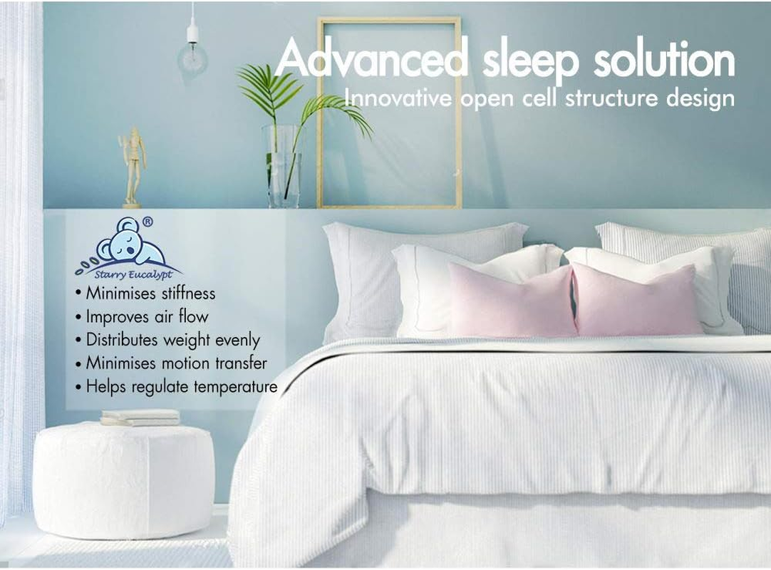 STARRY EUCALYPT Memory Foam Mattress Topper King Size with Removable Cover, 8Cm Thickness, Graphite Infused 7 Zone Design Beddings Bed Topper Cool Mat Pad image number 1