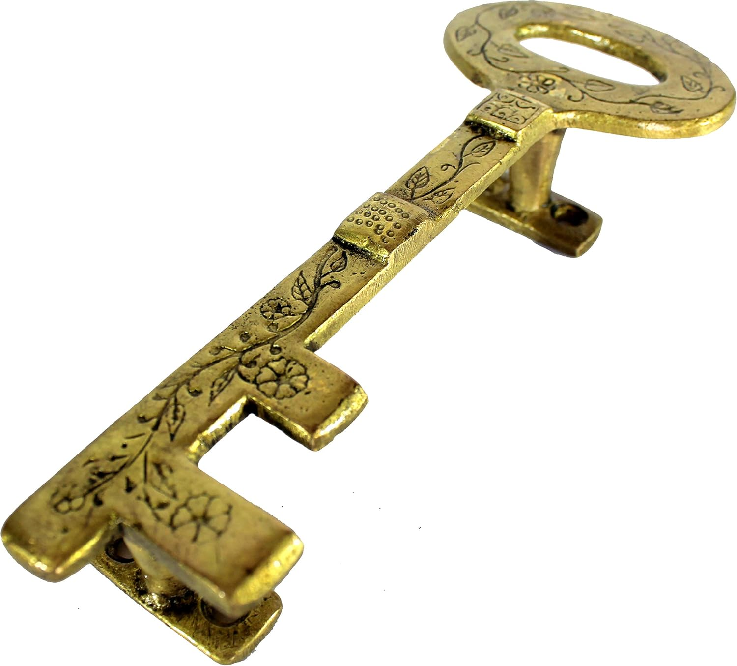 Esplanade - 7.5" Treasure Key Design Brass Door/Cabinet Handle | Home Decor | Door Decor | Single Piece Brass Door Handle | Single Piece Brass Door Pulls (Key Design Door Handle) image number 5