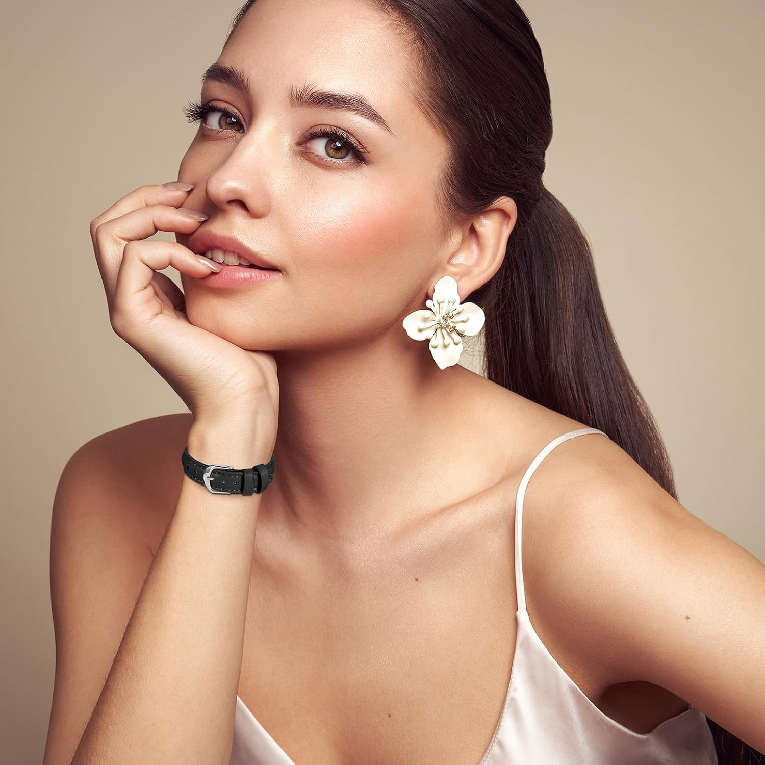 Slim Leather Band Compatible with Garmin Vivoactive 6/Vivoactive 5/3/3 Music, 20Mm Genuine Leather Thin Soft Narrow Replacement Strap for Venu Sq 2/Venu 2 Plus/Forerunner 165/55/245/645 Music - Brown image number 5