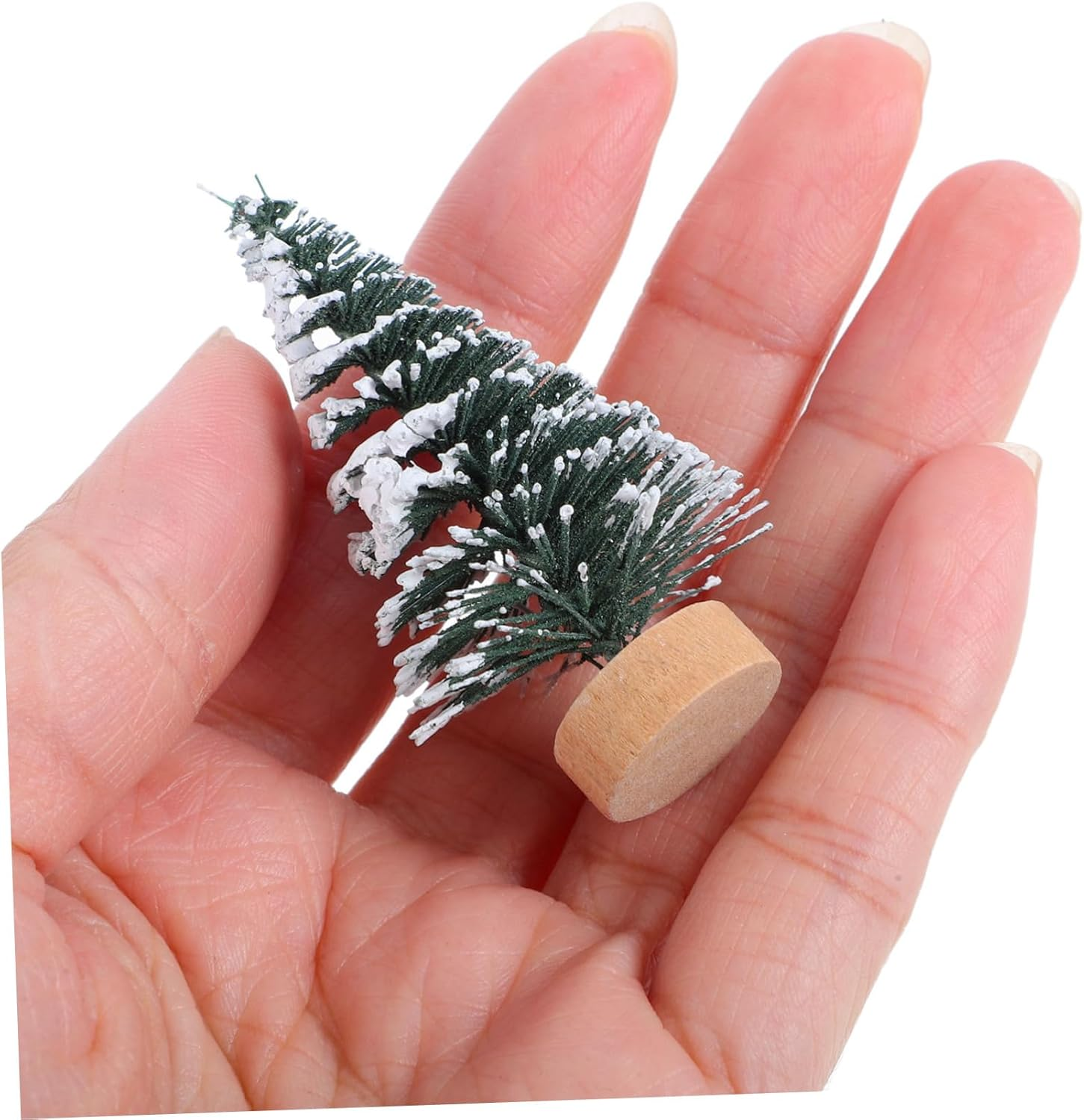 10Pcs Mini Christmas Tree Ornaments Covered in Snow Pine Twig Christmas Tree Decorations for Desktop Party and Home Xmas Decorations image number 6