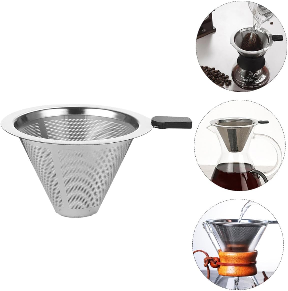 CIYODO Sturdy Stainless Steel Coffee Filter with Precision Mesh for Drip Brewing Wear-Resistant Tea Strainer Reusable and Easy to Clean for Home Coffee Bar and Espresso Brewing image number 1