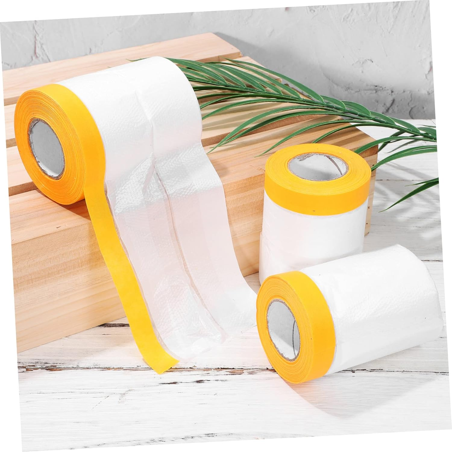 Masking Film Tape Rolls Self-Adhesive Protective Covering for Floors Furniture Carpets 6 Rolls 30Cm X 30M 55Cm X 25M Suitable for Painting Surface Protection image number 1