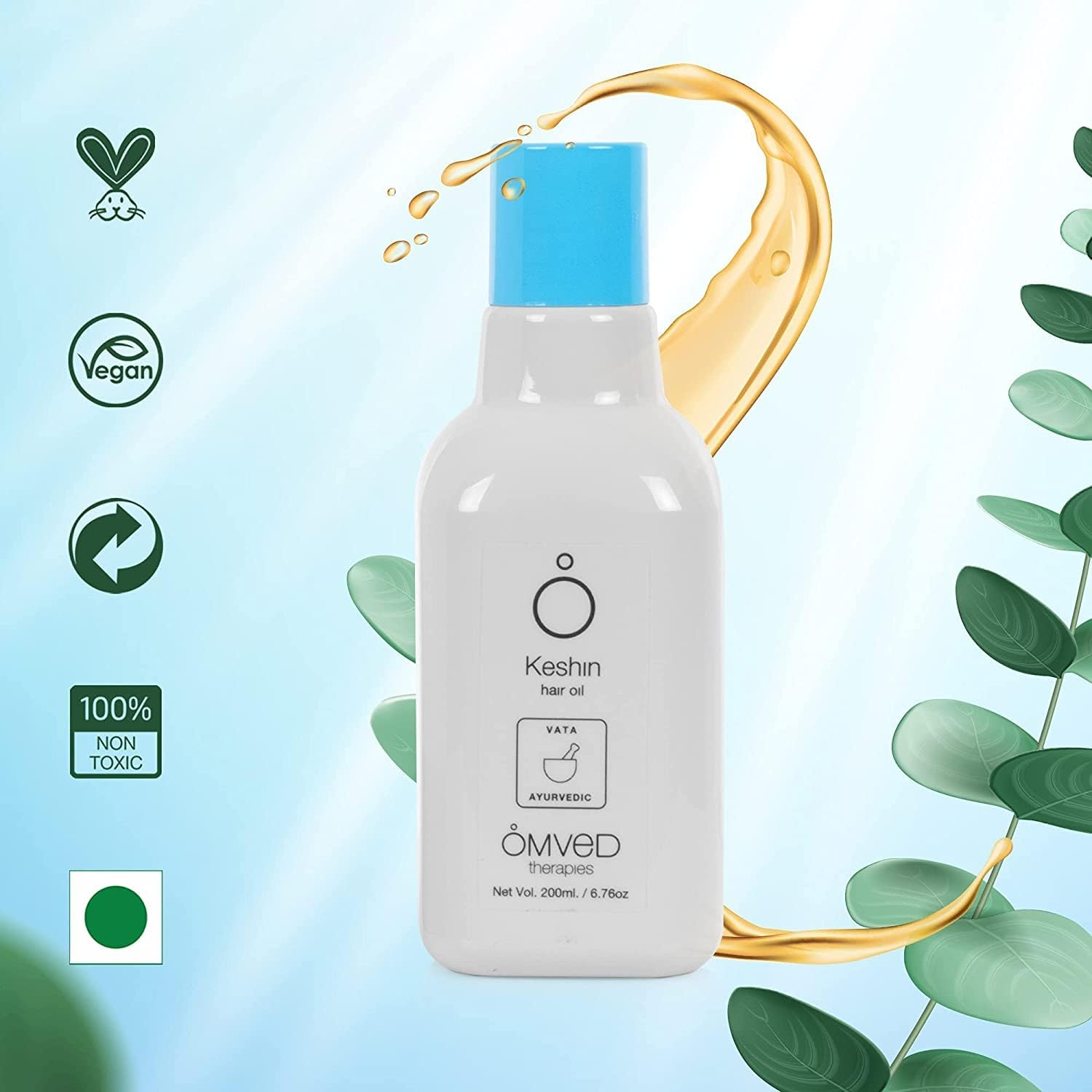 Omved Keshin Bhringraj Vegan Ayurvedic Hair Oil, 200Ml image number 4