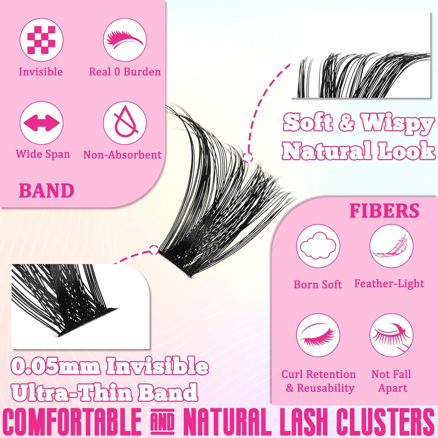 Gmagictobo False Eyelashes Extensions Volume Fluffy 590 Pcs DIY Eyelash Seal and Join Eyelash Tweezers Black