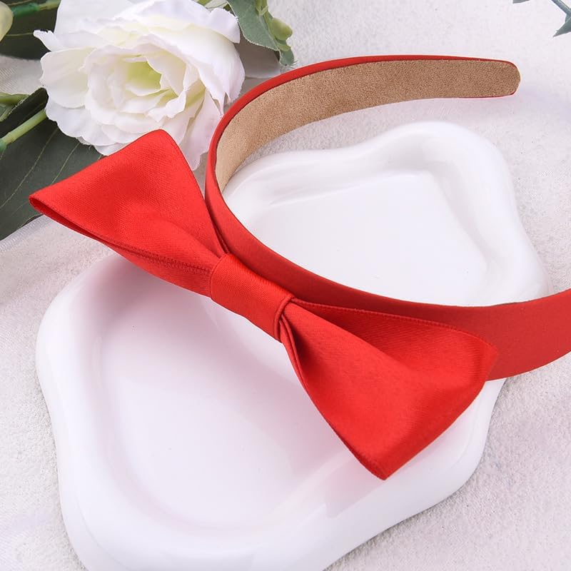 Bow Headbands for Women Red Bowknot Headband Hairband with Bow Head Bands for Women'S Hair Non Slip Christmas Headbands for Girls Women Cosplay Costume Accessories - Black image number 2