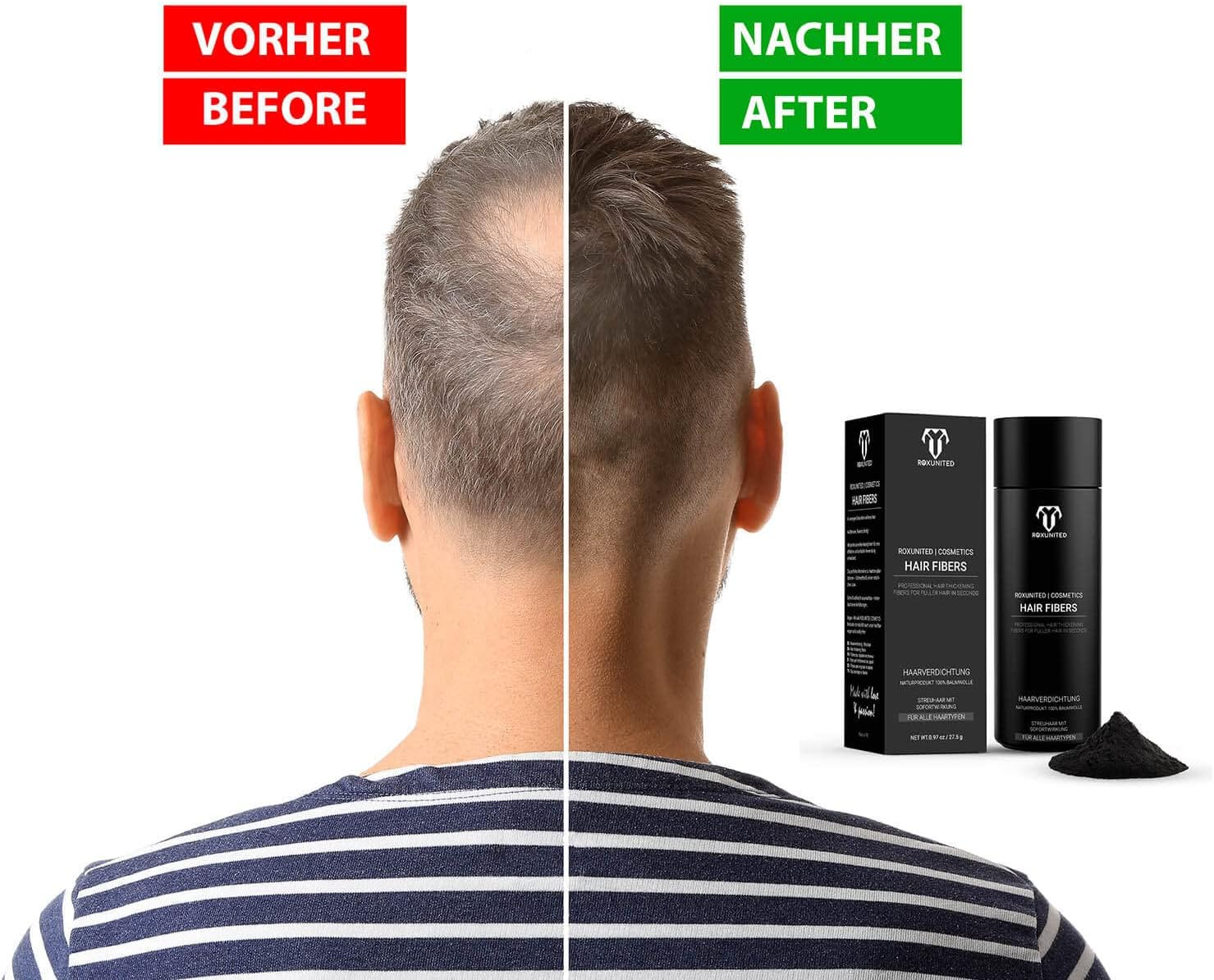 ROXUNITED Cosmetics Scatter Hair Powder Hair Thickening Hair Filler Men & Women Volume Attachment Pump Spray Attachment (27.5 G Dark Brown) - Dark Brown image number 2