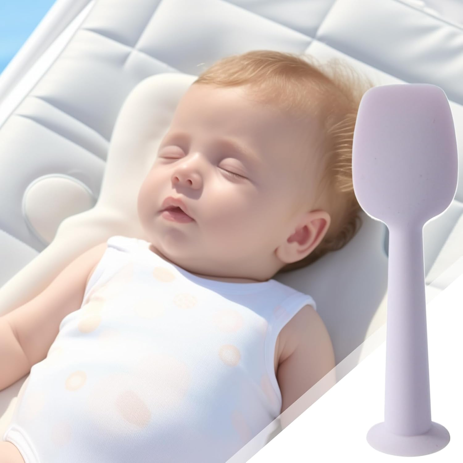 Baby Spatula for Nappy Cream, Baby Nappy Cream Spatula with Suction Base, Portable Flexible Applicator for on the Go Baby Bath and Childcare - Green image number 2