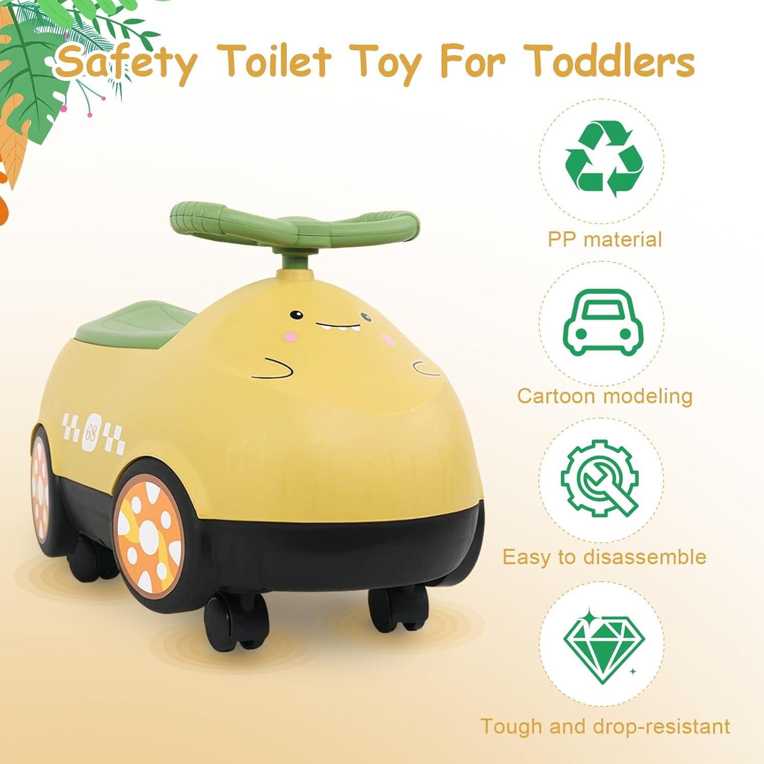 Potty Seat for Kids &ndash; Portable Training Potty Seat Chair for Toddlers & Baby Boys, Non-Slip Baby Potty Training Toilet with Urinal, Easy to Clean & Carry &ndash; Kids Potty Training Seat (Yellow) image number 3