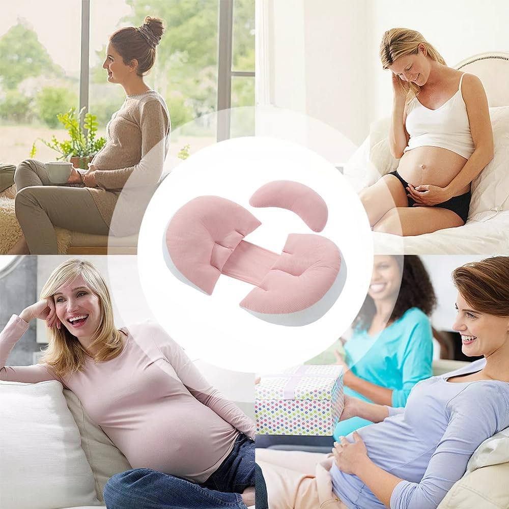 Pregnancy Pillow, Portable Adjustable Side Pillow, Pregnancy Pillow for Sleeping, Pregnancy Wedge Pillow, Body Pillow Support for Back, Belly, Waist, Support Abdomen U-Shaped Side Sleeper Pillow(Pink) image number 6