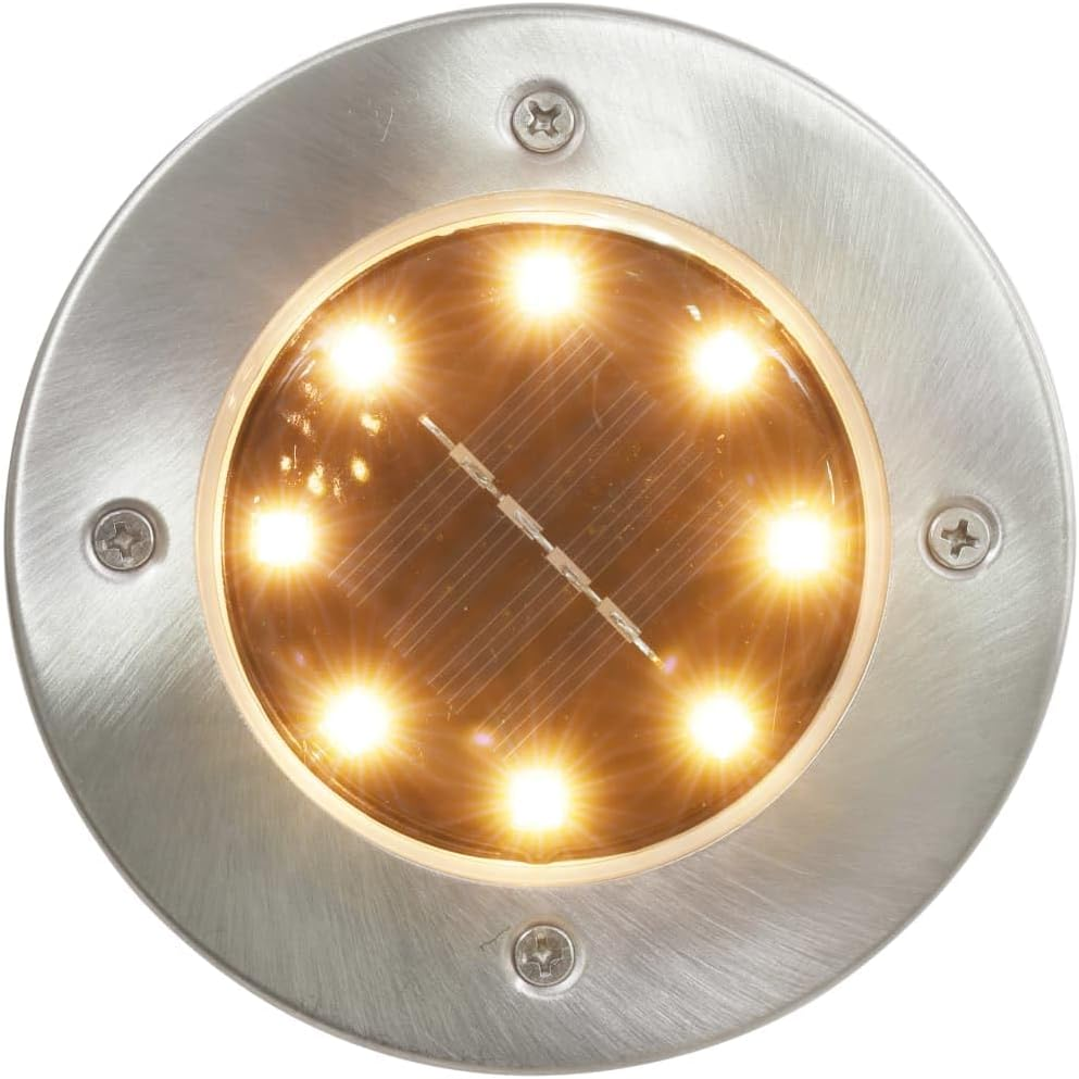 Vidaxl Solar Powered Ground Lights with 8 LED Beads, Warm White Lighting, Water-Resistant and Suitable for Outdoor Use - White image number 7