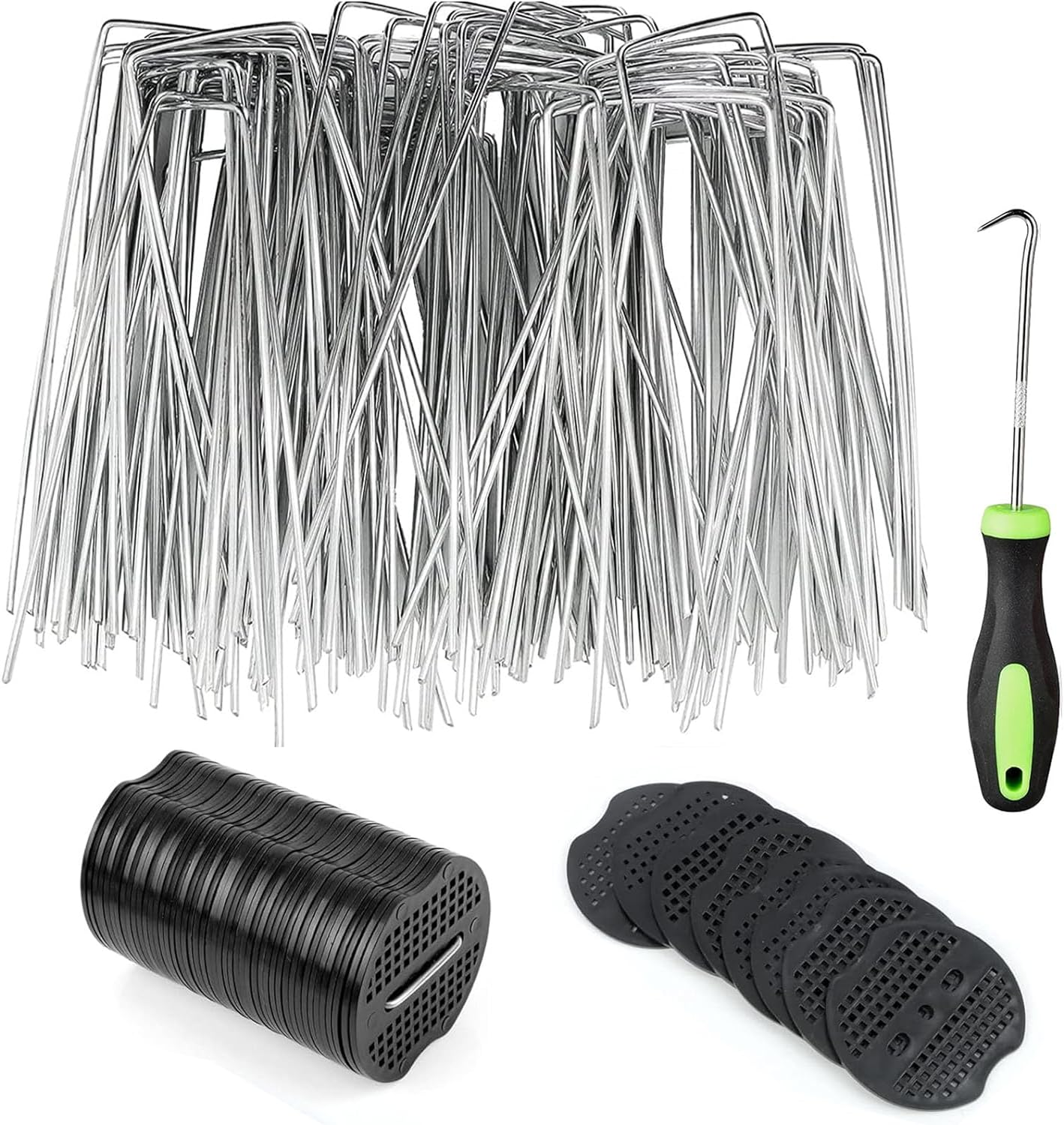 101PCS Garden Staples Gasket Kit with Precision Hook，Garden Stake，Securing Garden Ground U-Type Turf Staples for Securing Fences Weed Barrier, Landscape Staples for Securing Landscape Fabric image number 1