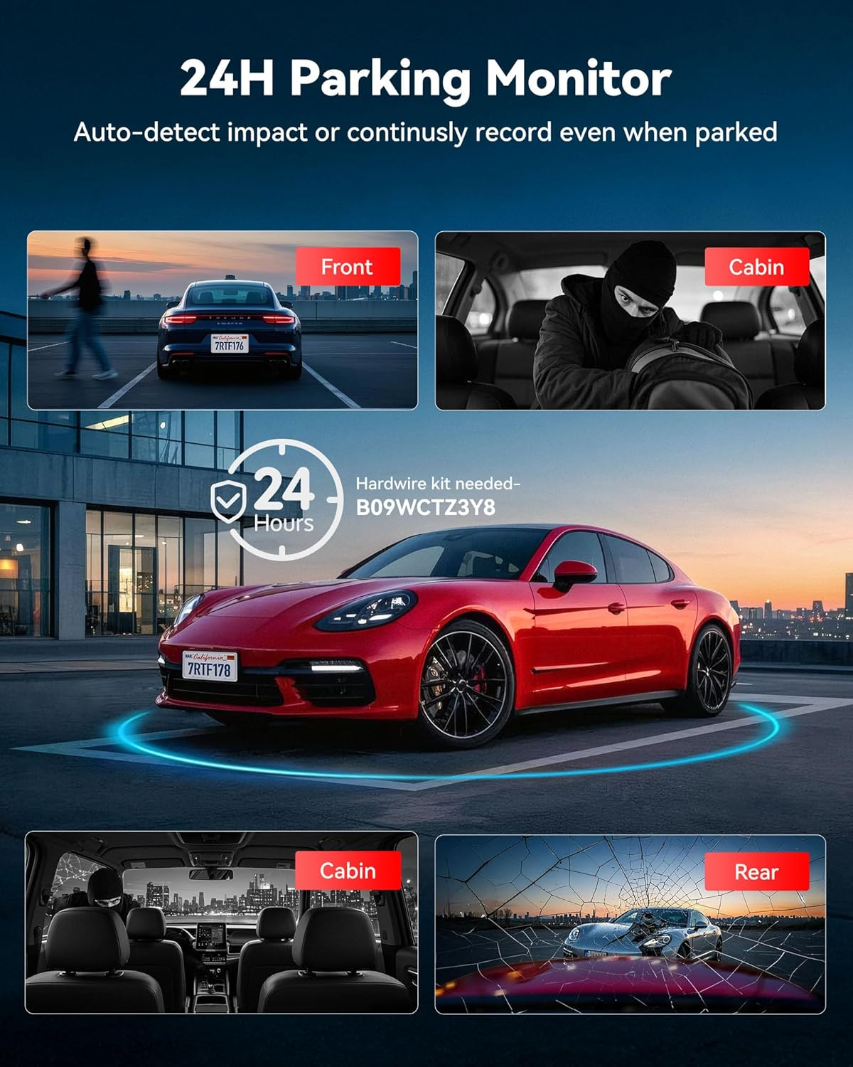 REDTIGER F17 plus 4 Channel Dash Cam 2.7K+1080P*3, STARVIS 2, 128GB Card, 360&deg; Front inside and Rear Cabin Car Camera, IR Night Vision, 5Ghz Wifi 6, GPS, Voice Control, Touch Screen, 24H Parking Mode image number 1