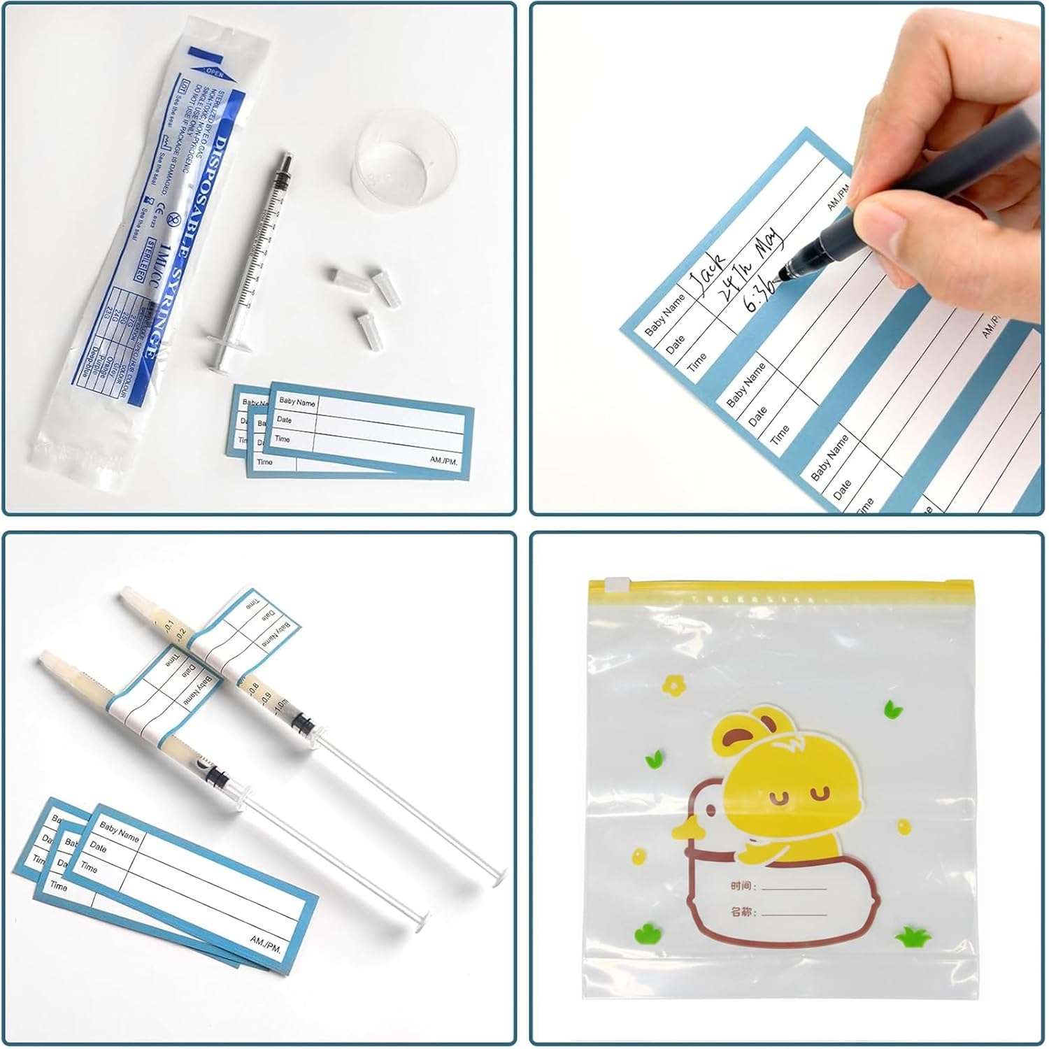 Colostrum Syringes with Caps, Weidllys 50 Sets 1Ml Colostrum Collector Kit Include 50Pcs 1Ml Sterile Syringes for Colostrum, 1 Measuring Cup, 5 Storage Bags, 50 Labels image number 6