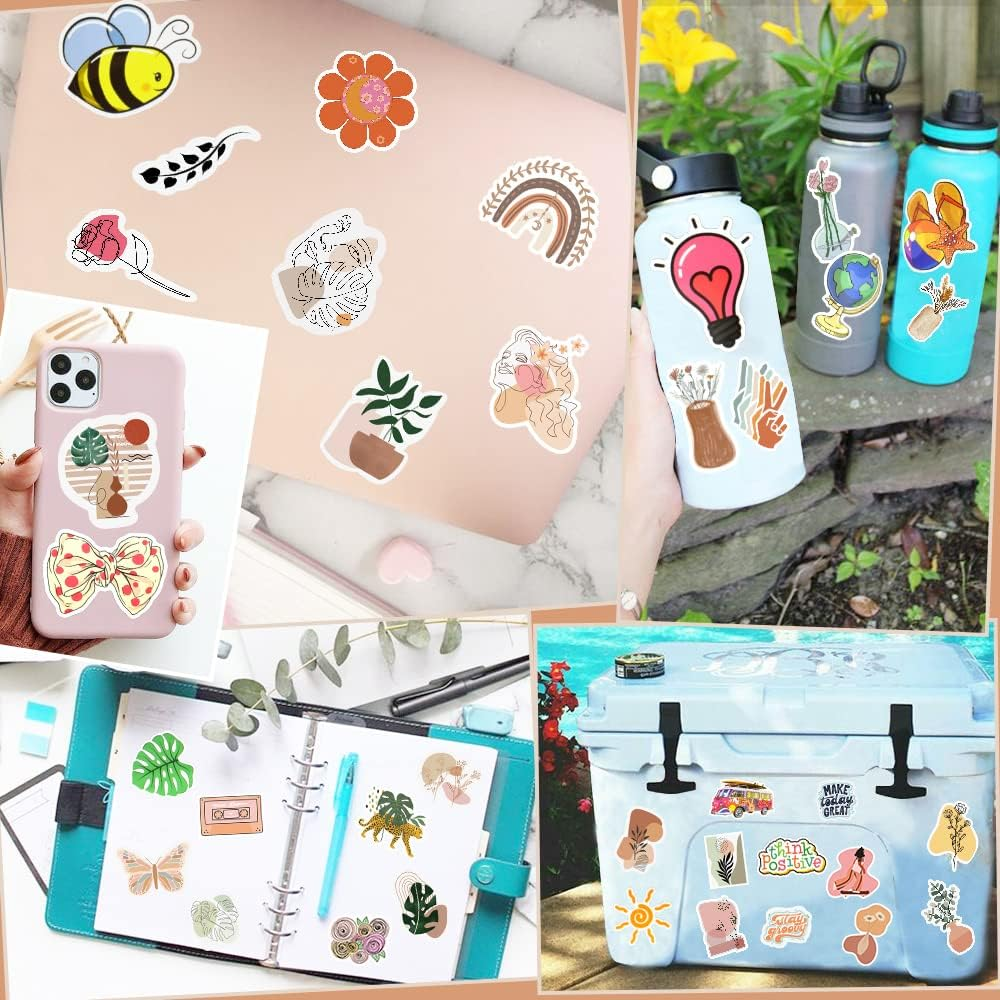 QTL Boho Stickers for Kindle Scrapbook 110Pcs Retro Aesthetic Stickers for Girls Teens Adults Kids Water Bottles Laptop Planner Junk Journal Vinyl Waterproof Pack image number 5