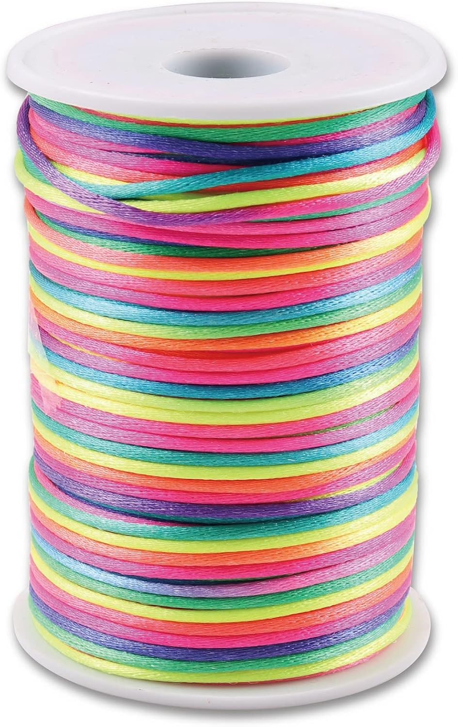 100Yard 2Mm Rattail Satin Nylon Trim Cord Rainbow Bracelet Beading String Silk Cord for Beading Jewelry Making Chinese Knotting Kumihimo Christmas Tree 6 image number 2