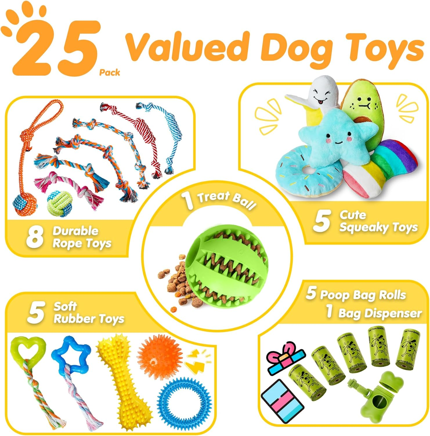 Zeaxuie 20 Pack Luxury Dog Chew Toys for Puppy, Cute Small Dog Toys with Ropes Puppy Chew Toys, Treat Ball and Squeaky Puppy Toys for Teething image number 6