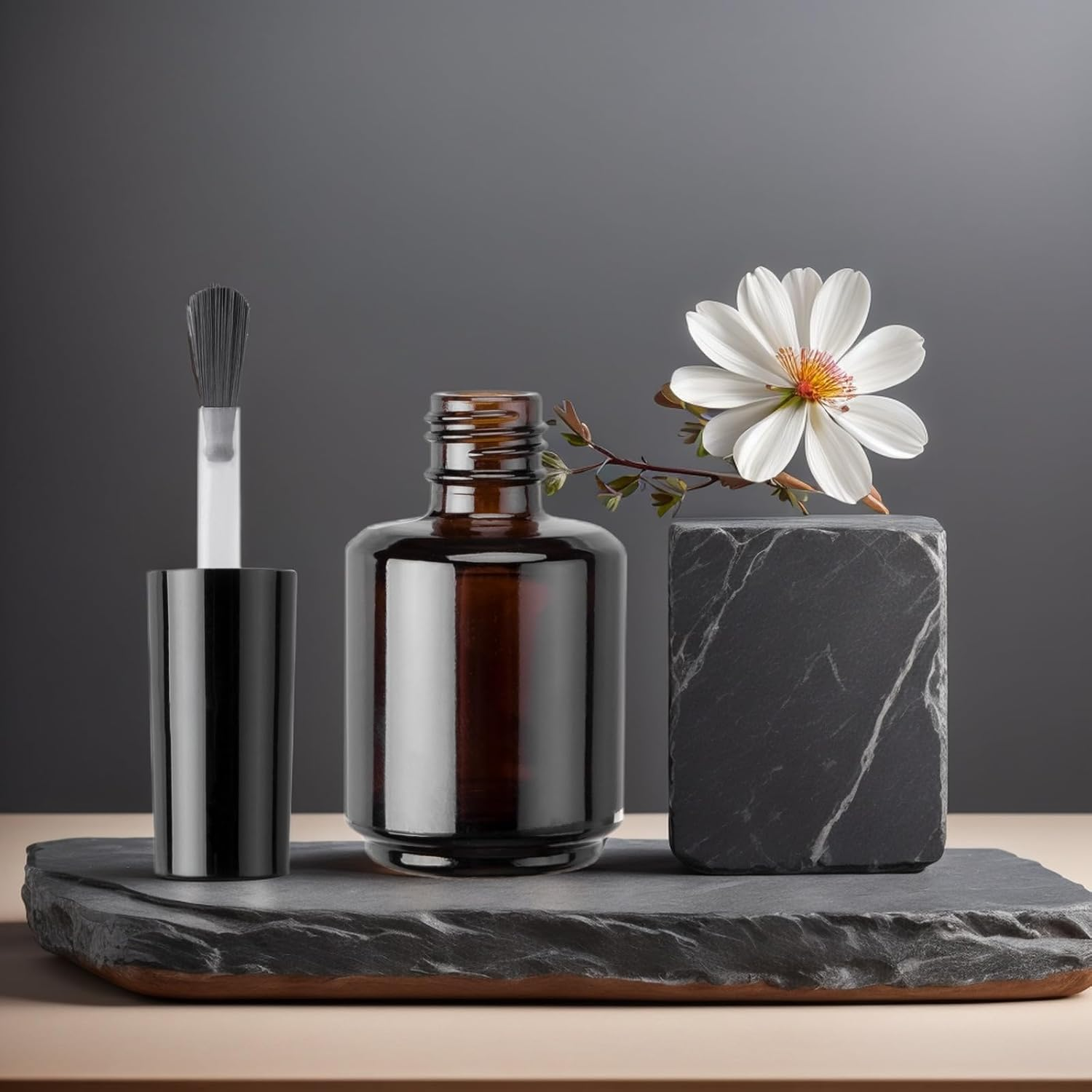 2PCS Brown Empty Nail Polish Bottles with Rounded Brush,Empty Glass Refillable Nail Polish Containers Vials with Mixing Balls & Funnels & Cap for DIY Nail Oil Cuticle Oil image number 5