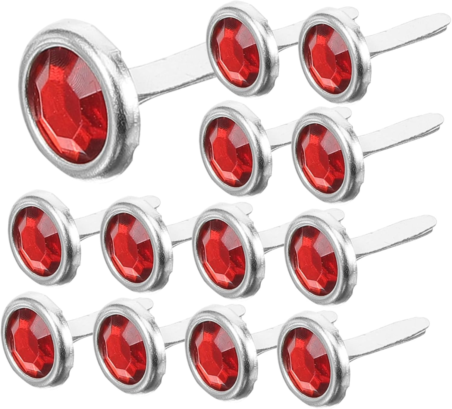 100Pcs Red Metal round Diamond Brads for Scrapbooking Greeting Cards DIY Paper Crafts Smooth Burr-Free Edges image number 2