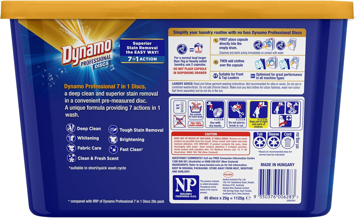 Dynamo Professional 7-In-1 Laundry Detergent 45 Disc Capsules 1125 G image number 2