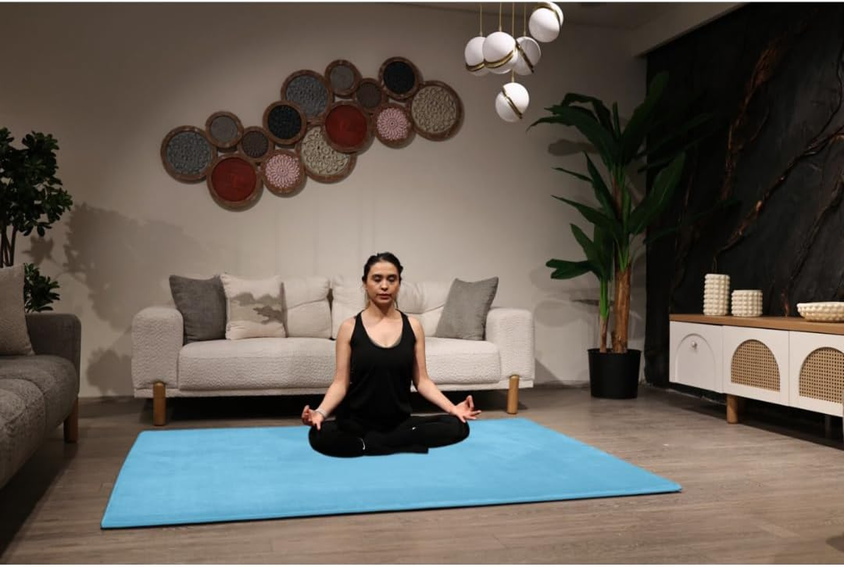 Hugb Baby Play Mat - Premium Extra Thick Non‑Slip Modern Rug for Kids & Toddlers - Tummy Time Mat for Floor -Safe Soft Game Area for Baby - Yoga & Stretching - OEKO-TEX Certified - Blue 150*200*3Cm image number 4