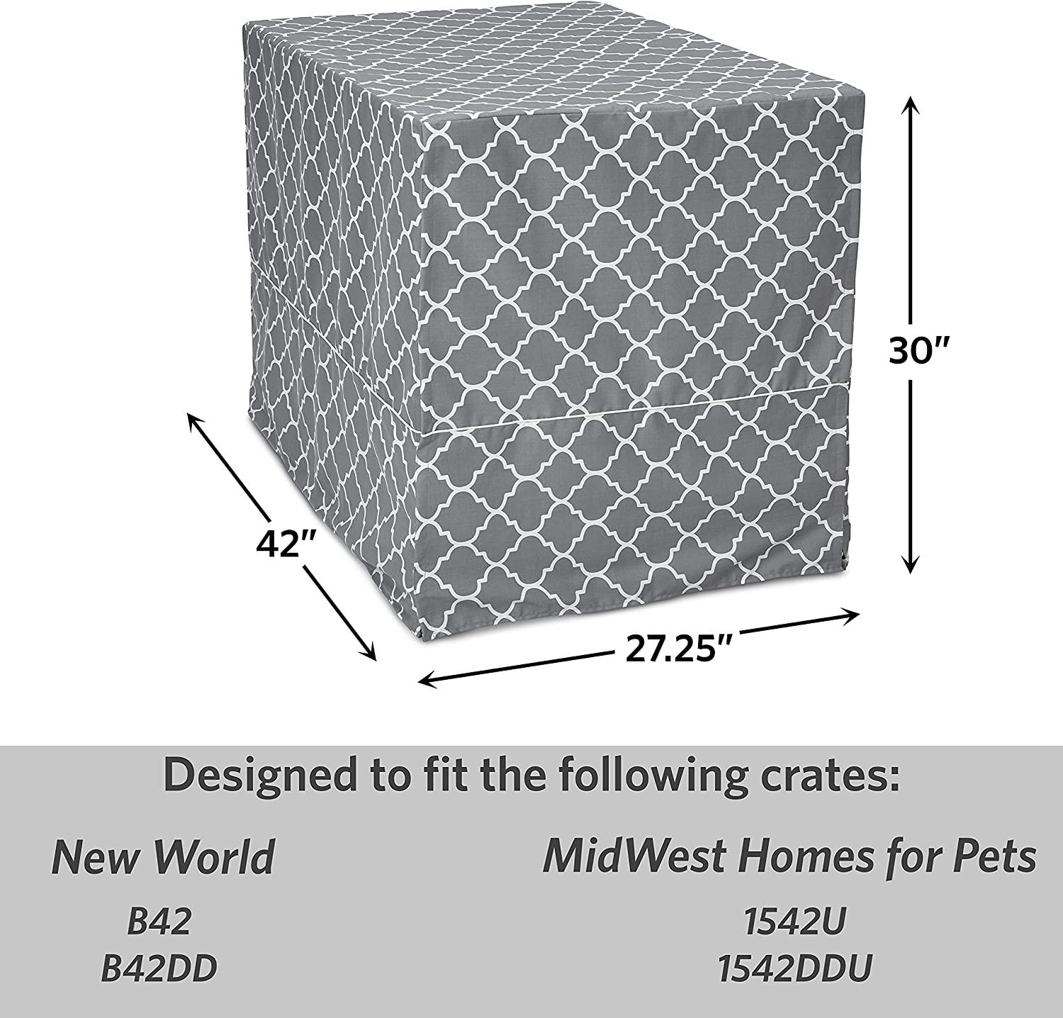 New World Dog Crate Cover Featuring Teflon Fabric Protector, Dog Crate Cover Fits New World & Midwest 42-Inch Dog Crates, Light Gray Designer Pattern image number 2