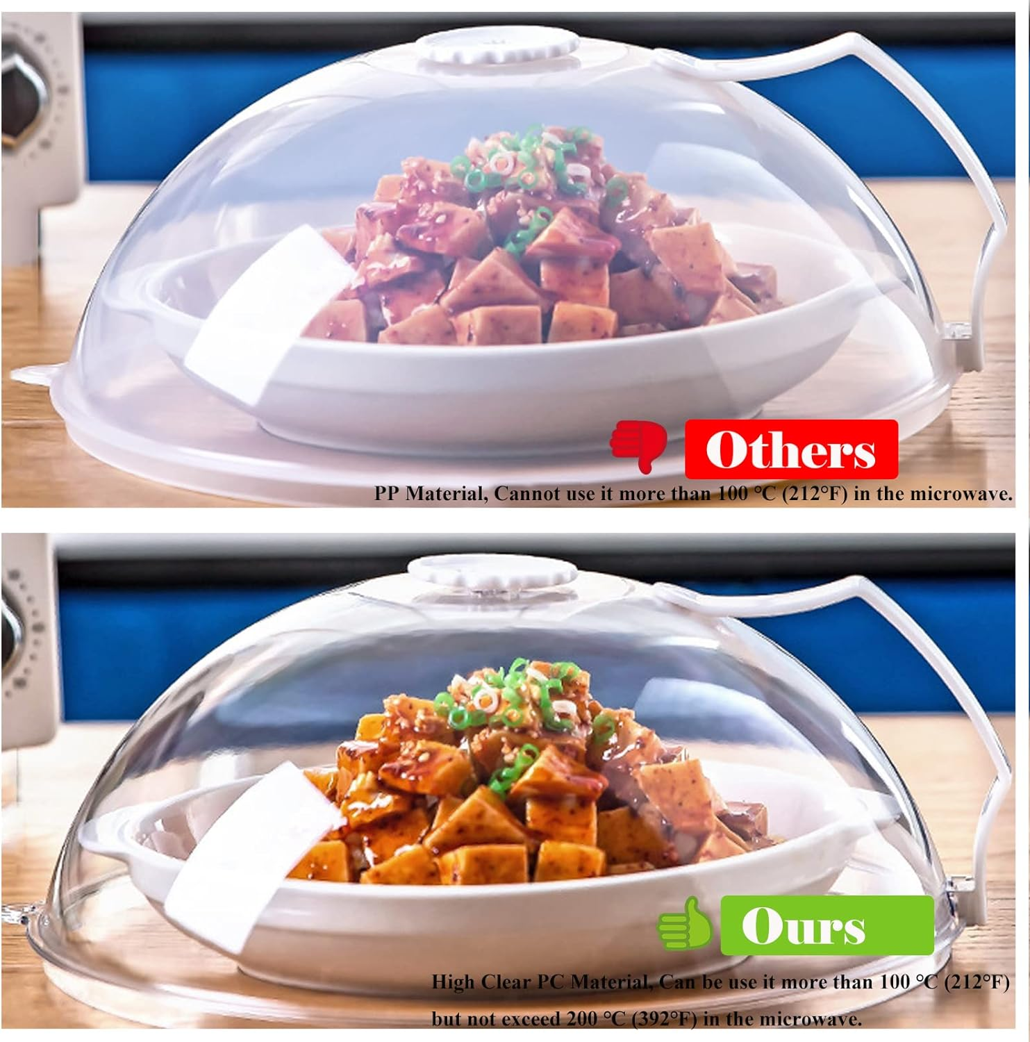 Microwave Splatter Cover for Food,Clear like Gla Microwave Splash Guard Cooker Lid,Dish Bowl Plate Serving Cover with Steam Vent,Bpa-Free,Saft Plastic,10.5 Inchs Green image number 6