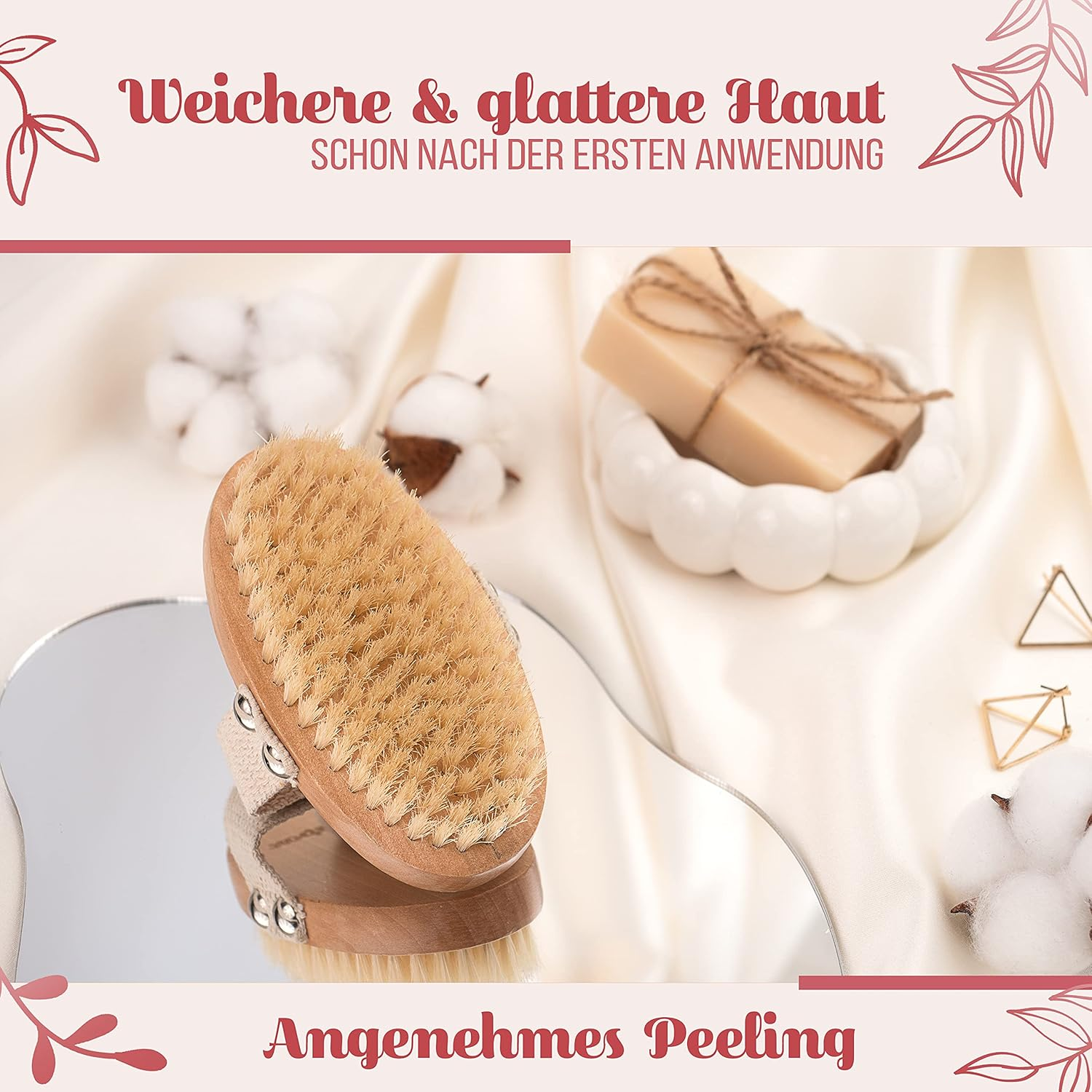 Body Brush Oval without Plastic, Dry Brush, Exfoliating Brush, Massage Brush, Exfoliating Body, Brush for Removing Dead Skin, Improves Lymphatic Functions image number 3