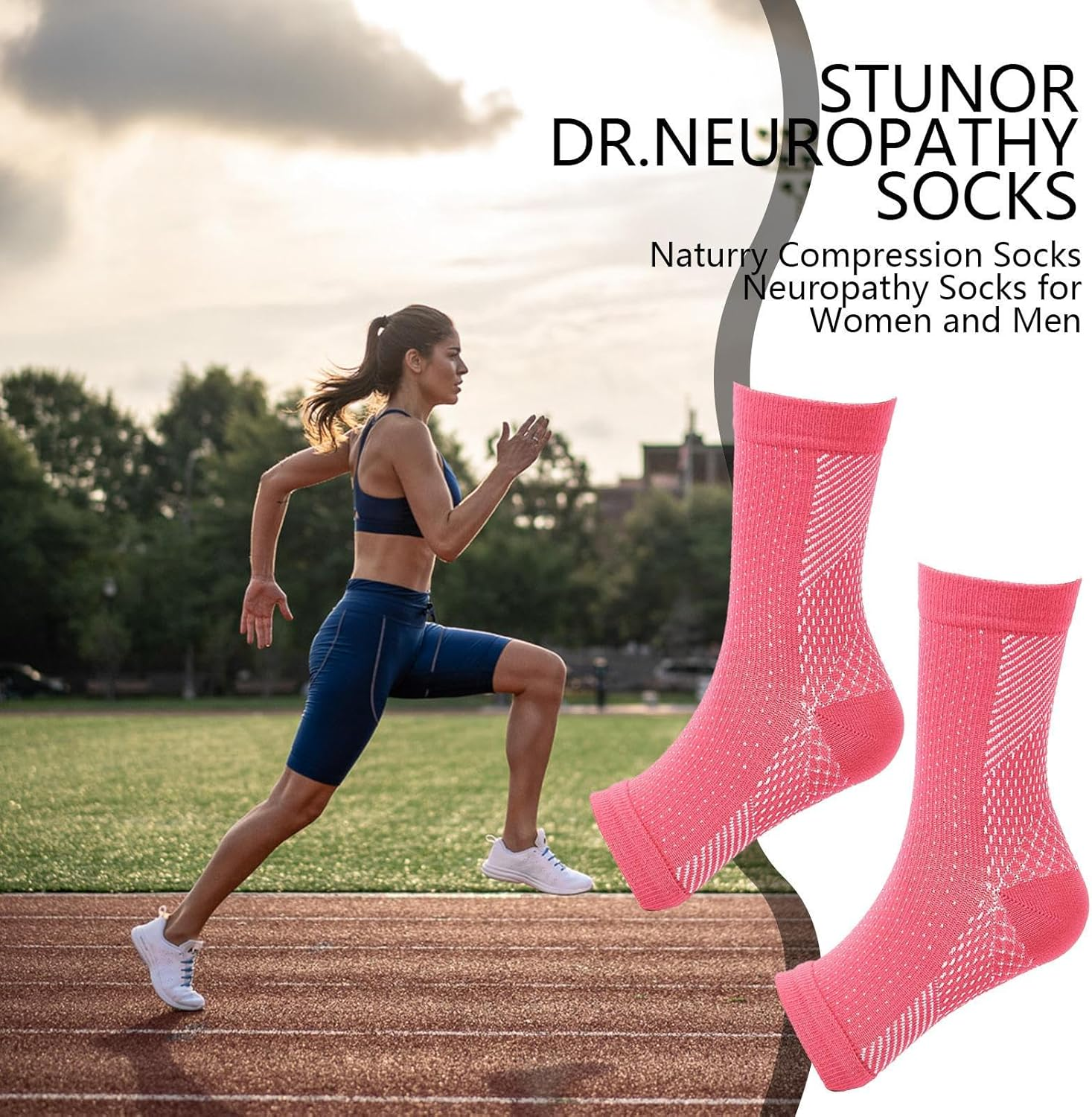 Neuropathy Compression Socks, Toeless Compression Socks for Travel Breathable, Comfortable Ankle Socks, Relief Athletic Socks for Arch & Heel Relief, Muscle, Feet Borato