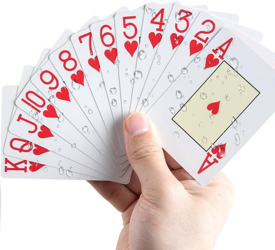 2 Pack Plastic Waterproof Playing Cards, 2 Decks, Red & Blue, Premium Professional Poker Cards, Bridge Cards, Jumbo Index for Blackjack, Texas Hold&rsquo;Em Poker, Canasta Card Game image number 1